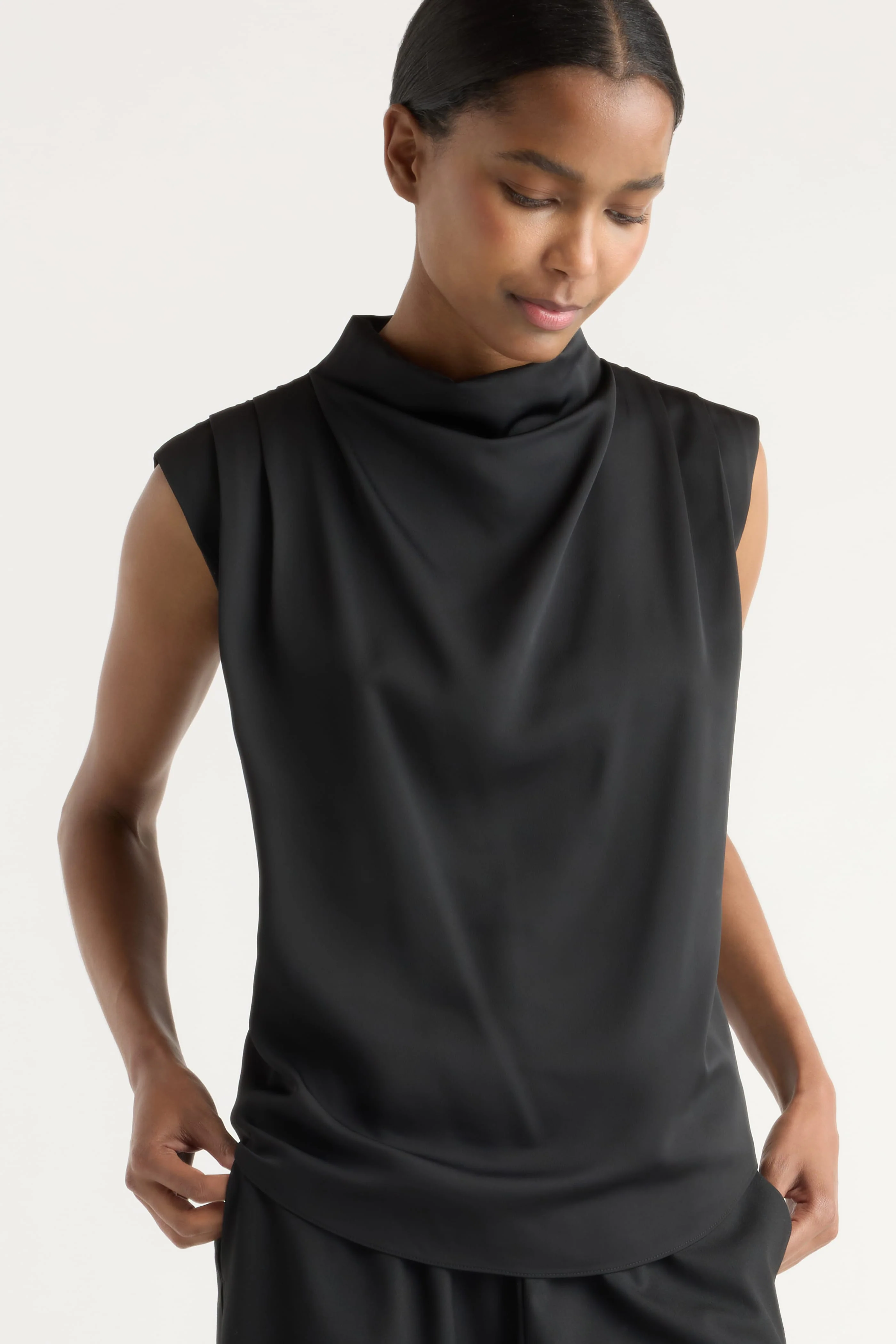 Allegra Gathered-Neck Sleeveless Blouse - Image 4