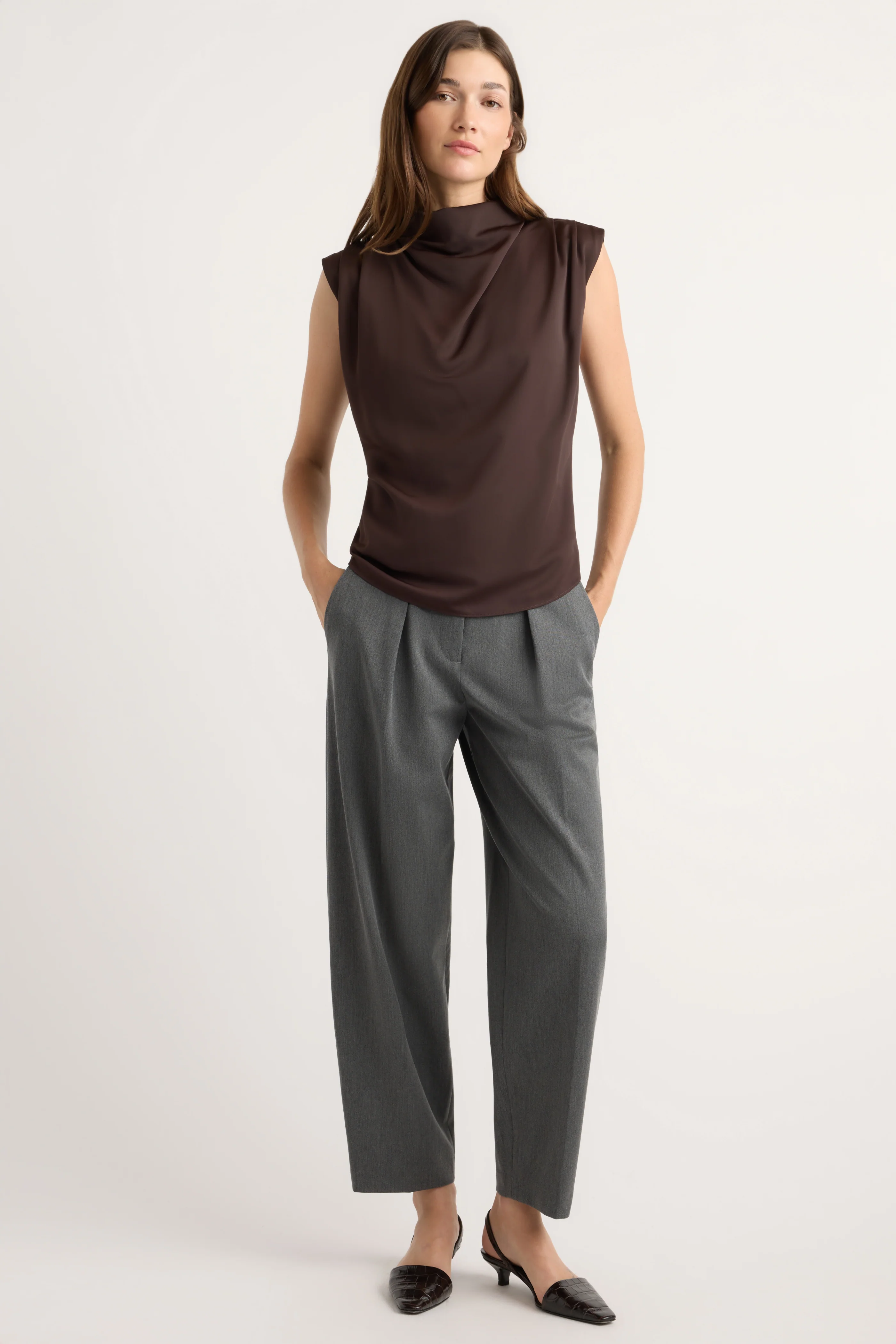 Allegra Gathered-Neck Sleeveless Blouse - Image 8