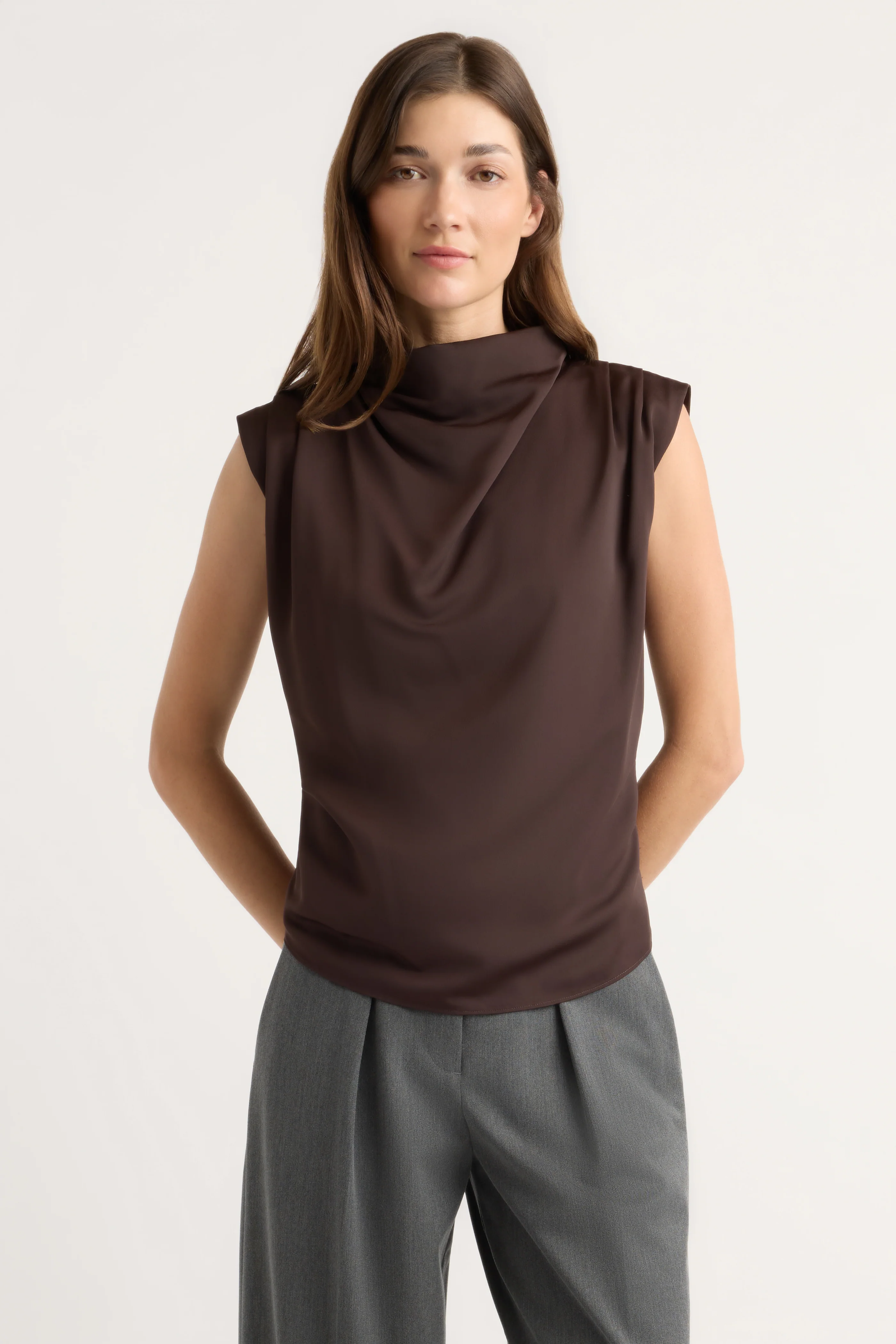 Allegra Gathered-Neck Sleeveless Blouse - Image 9