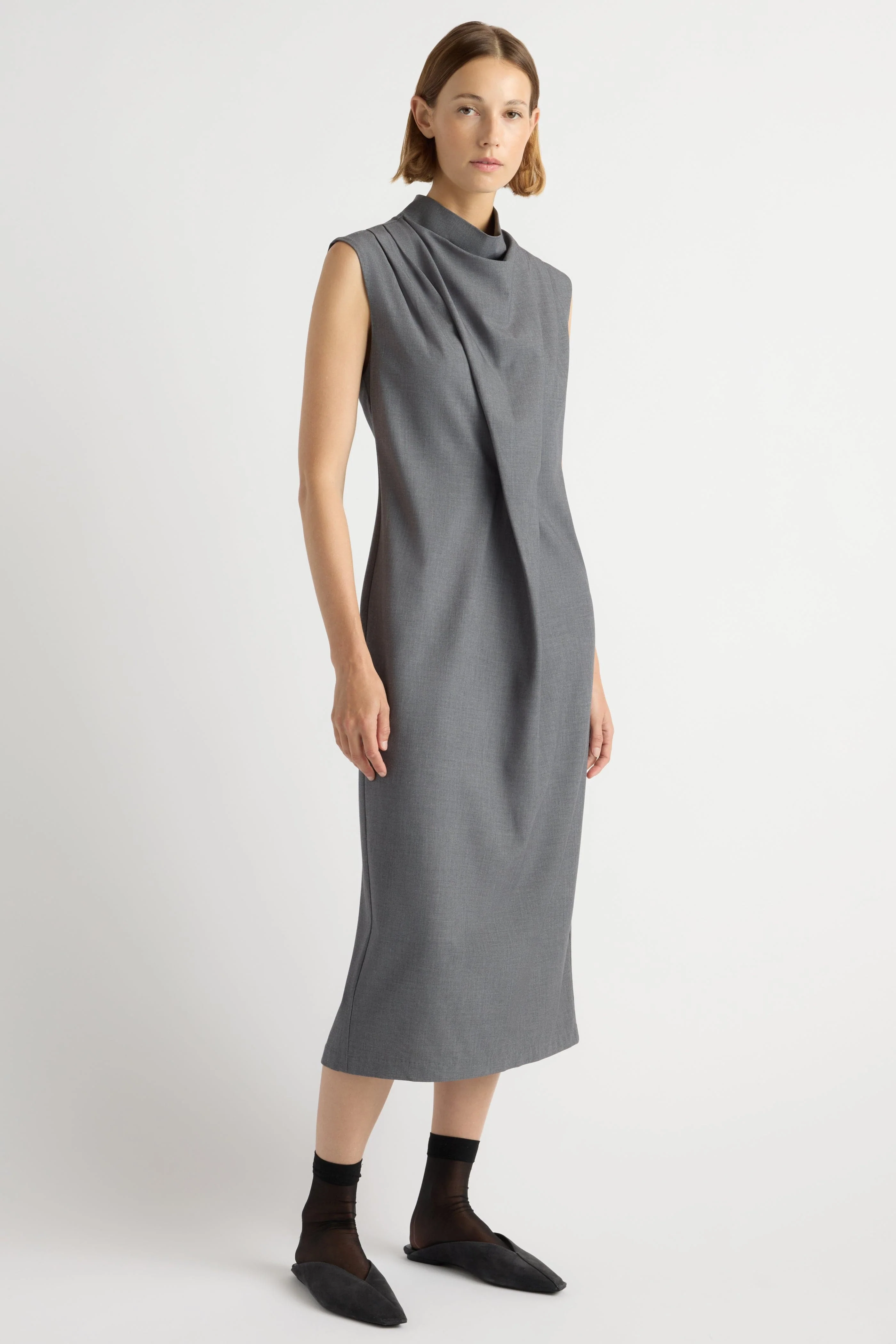 Amara Gathered-Neck Drape Dress - Image 5