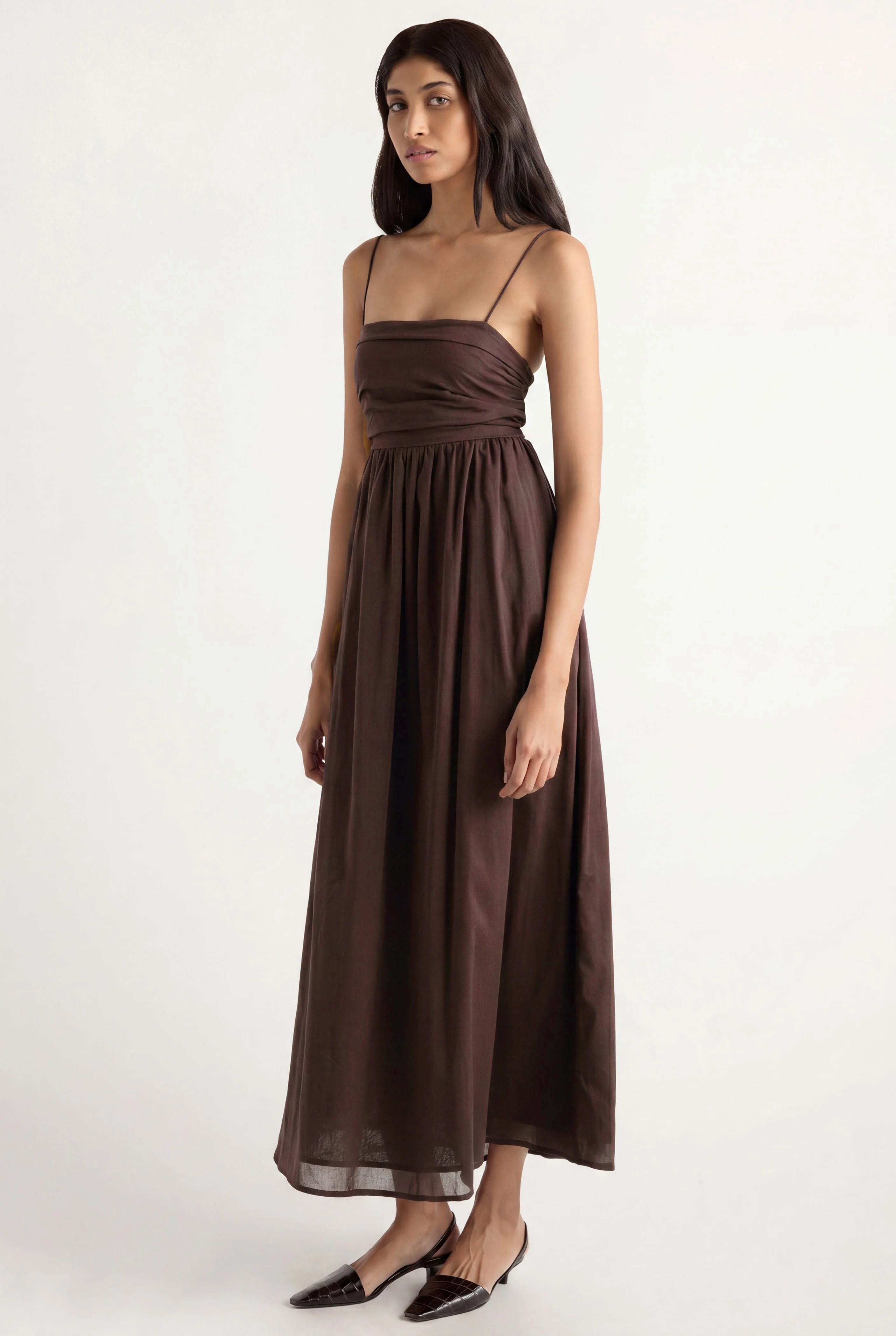 Aurora Ruched Organic Cotton Maxi Dress - Image 4