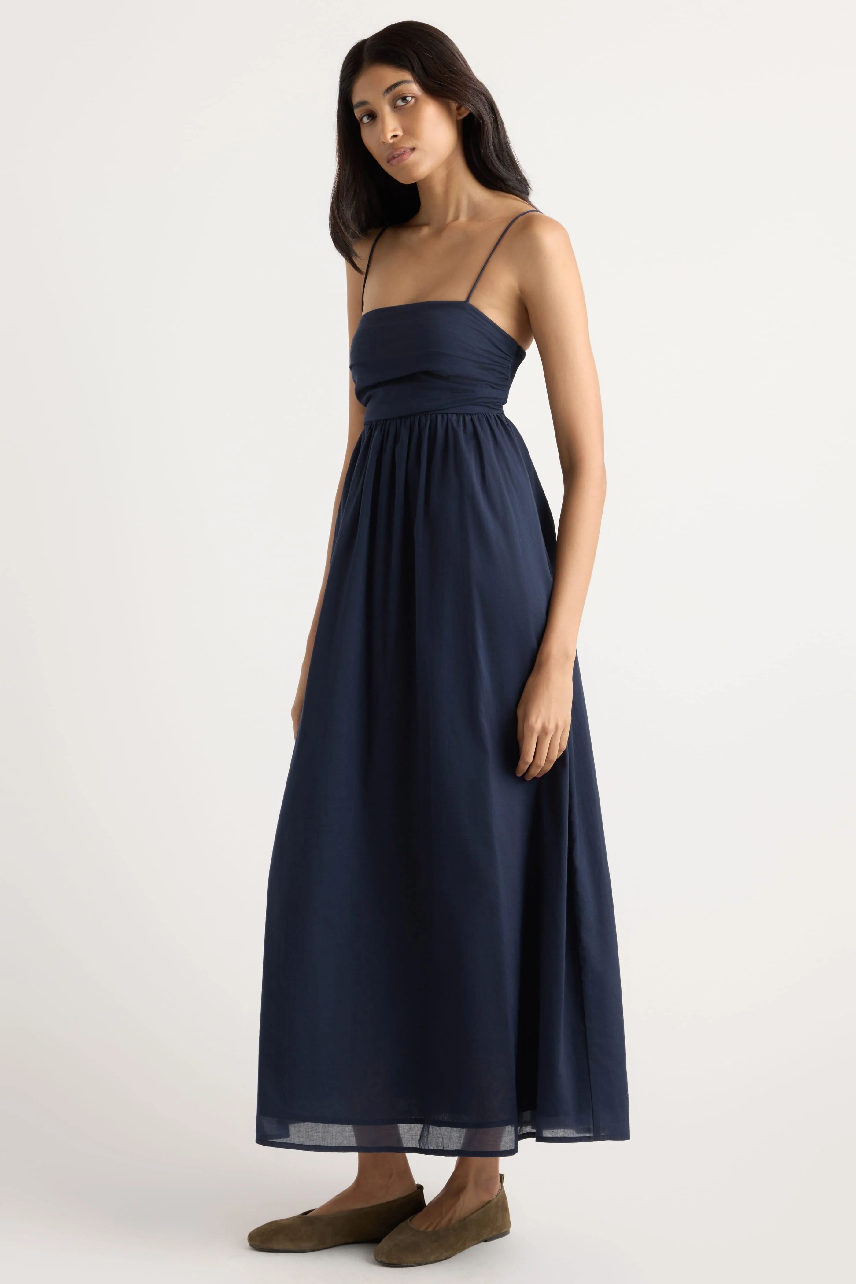 Aurora Ruched Organic Cotton Maxi Dress - Image 4