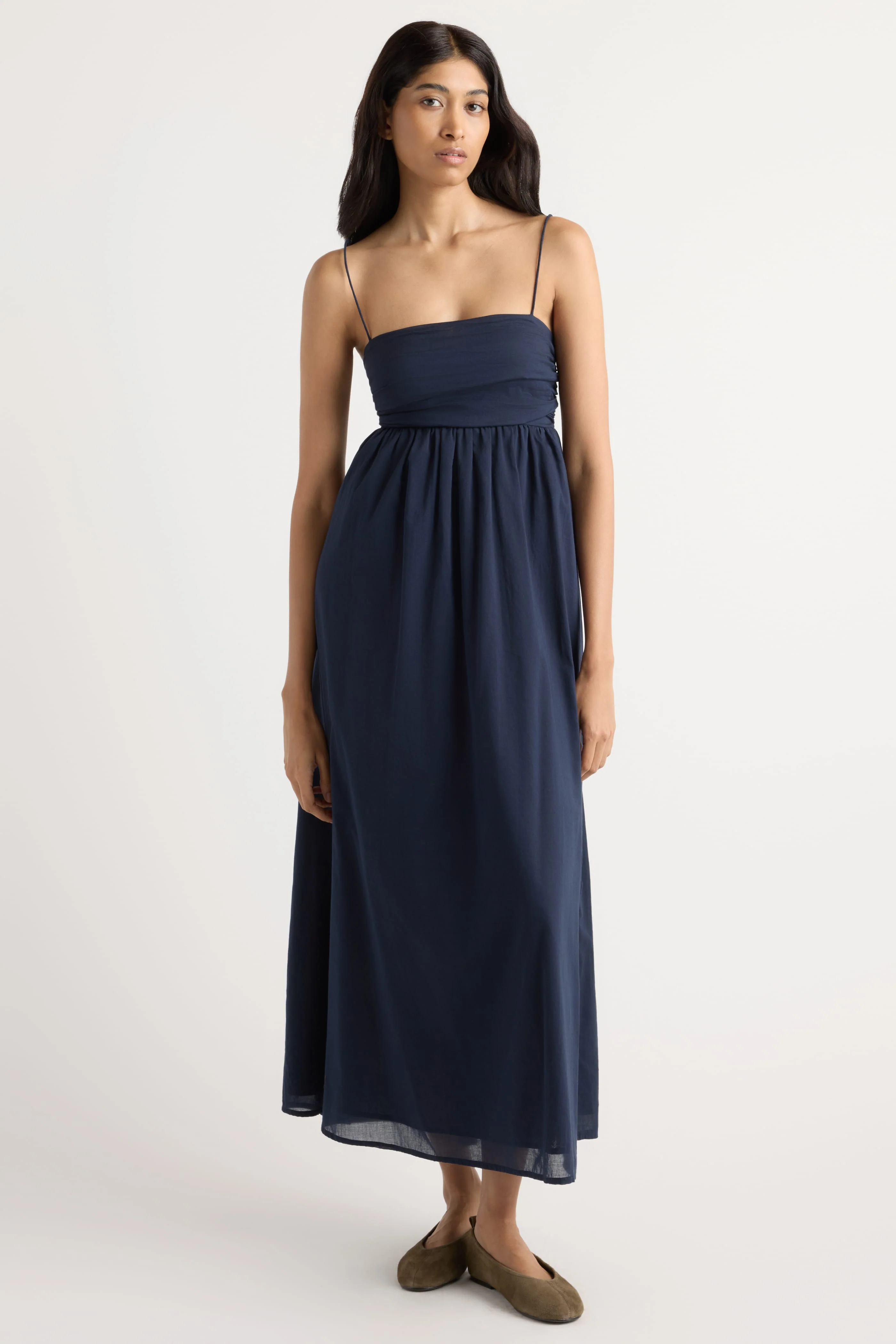 Aurora Ruched Organic Cotton Maxi Dress - Image 5