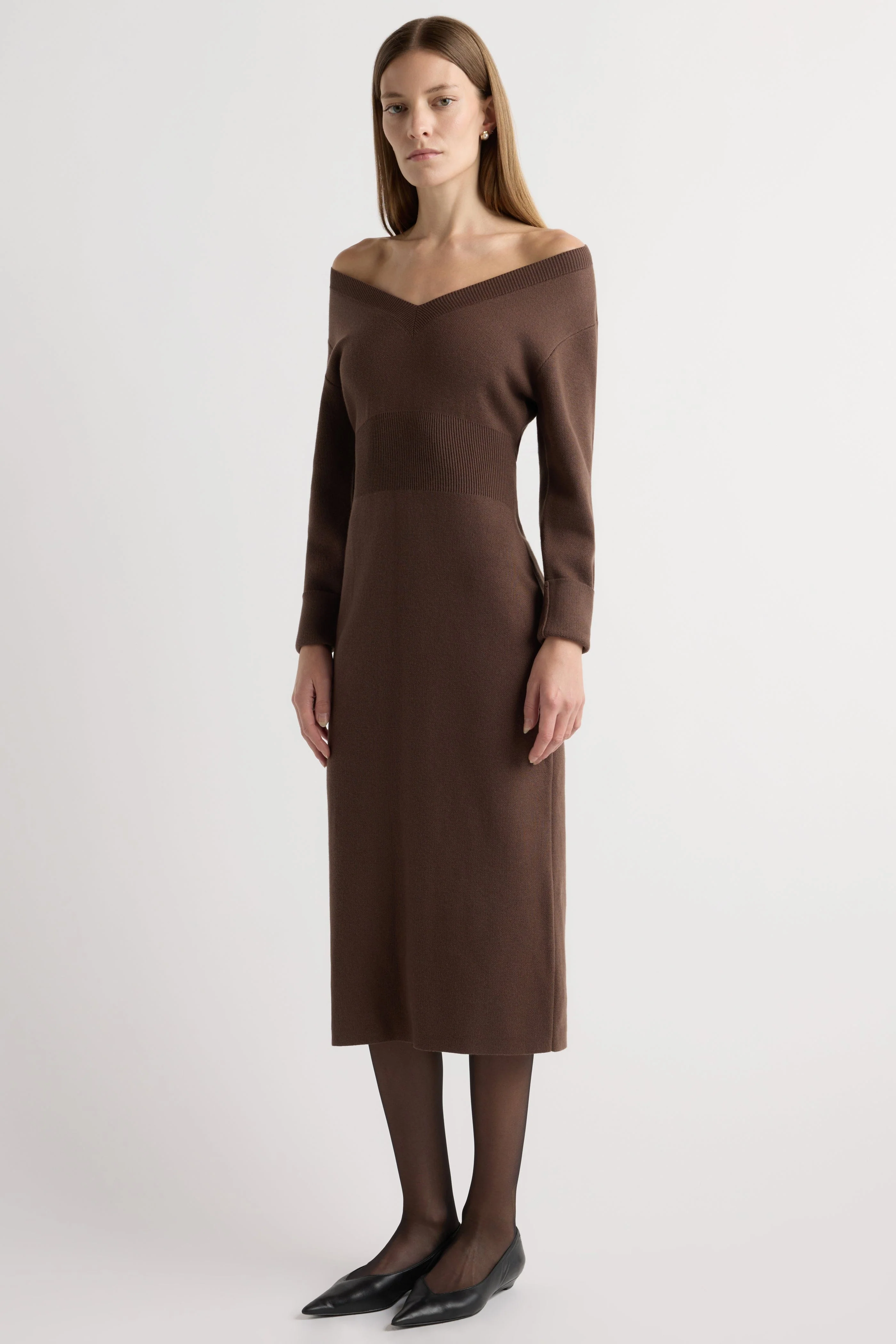 Bora Off-Shoulder V-Neck Sweater Dress - Image 4
