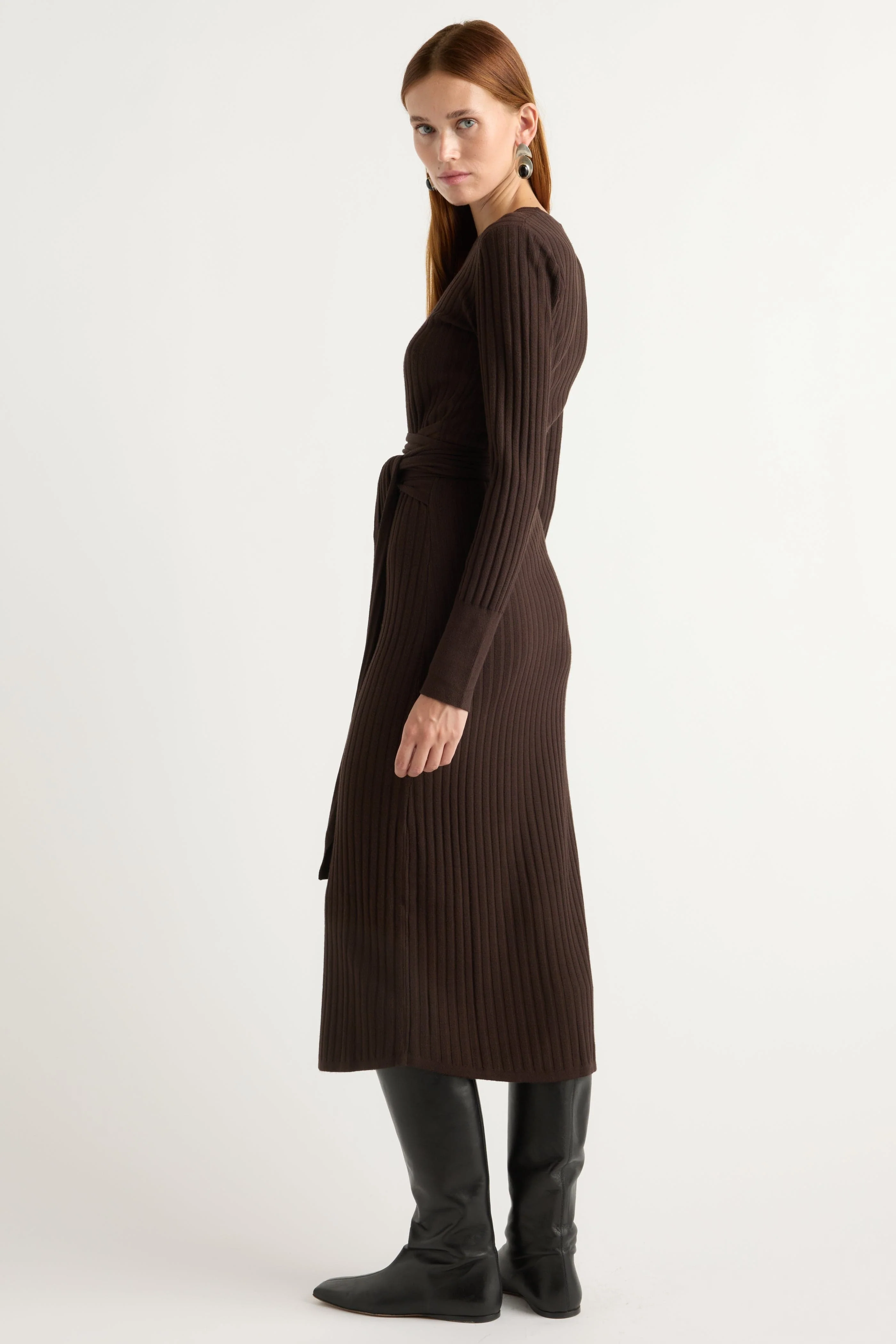 Carmen Tie-Front Ribbed Dress - Image 6