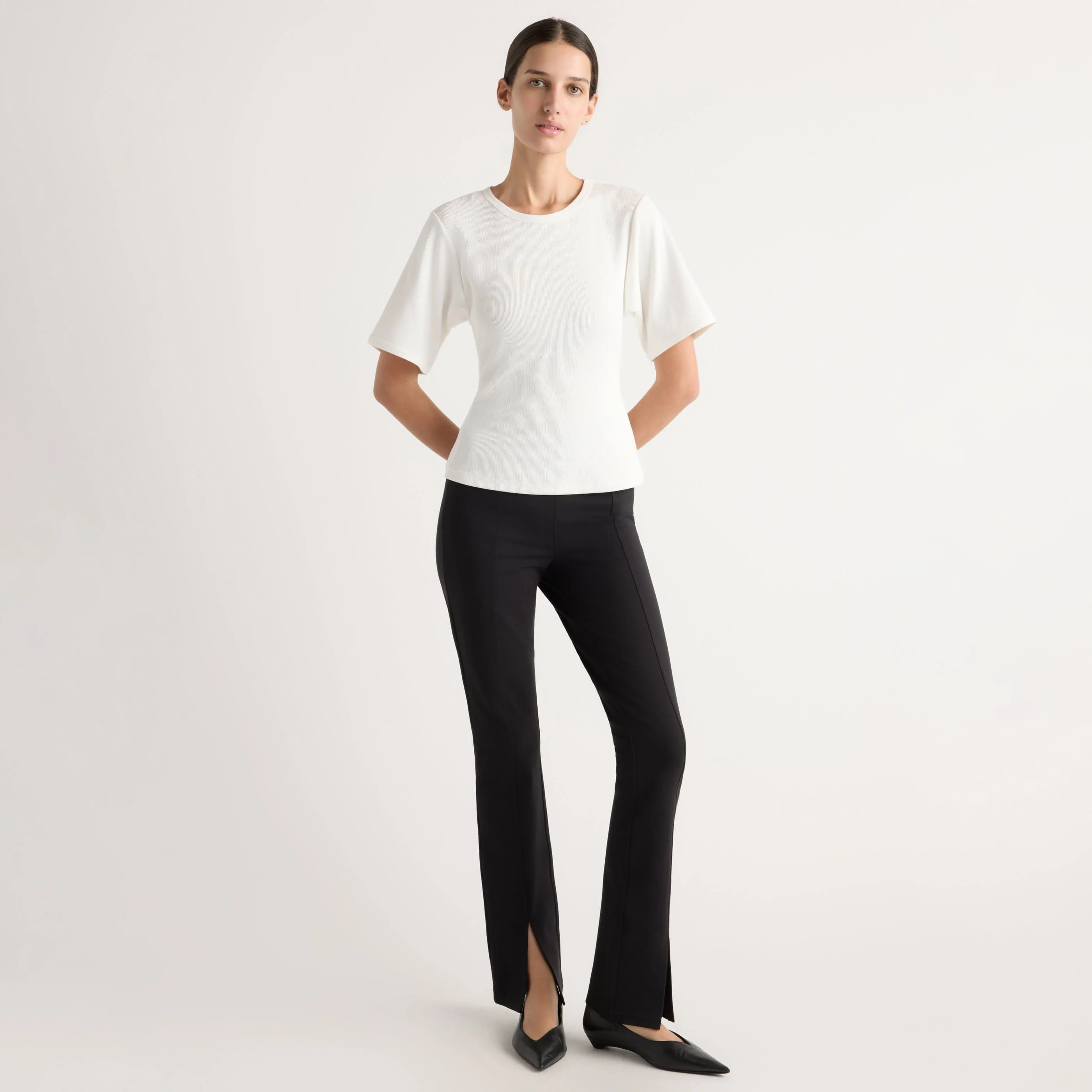 Cass Front-Split Ponte Stretch Pant