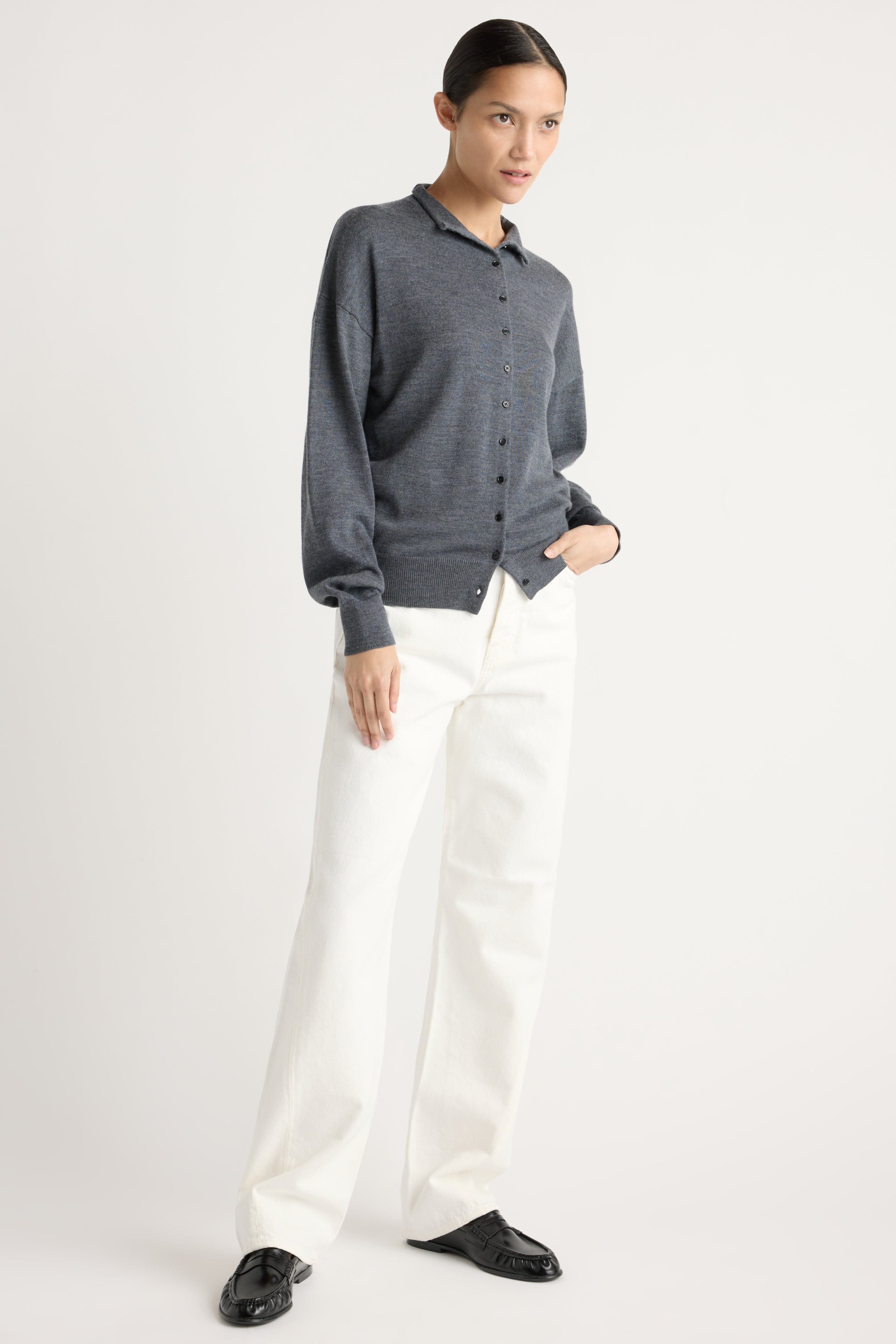 Charlee Lightweight Wool Button Cardigan - Image 6