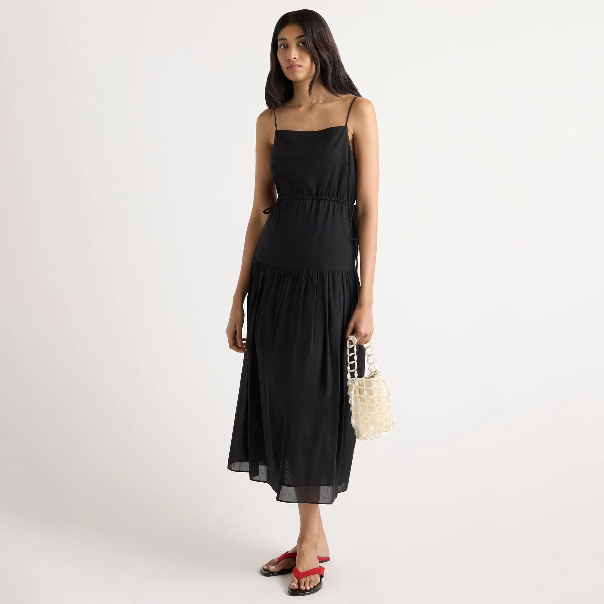 Dalia Tie-Waist Tiered Organic Cotton Dress