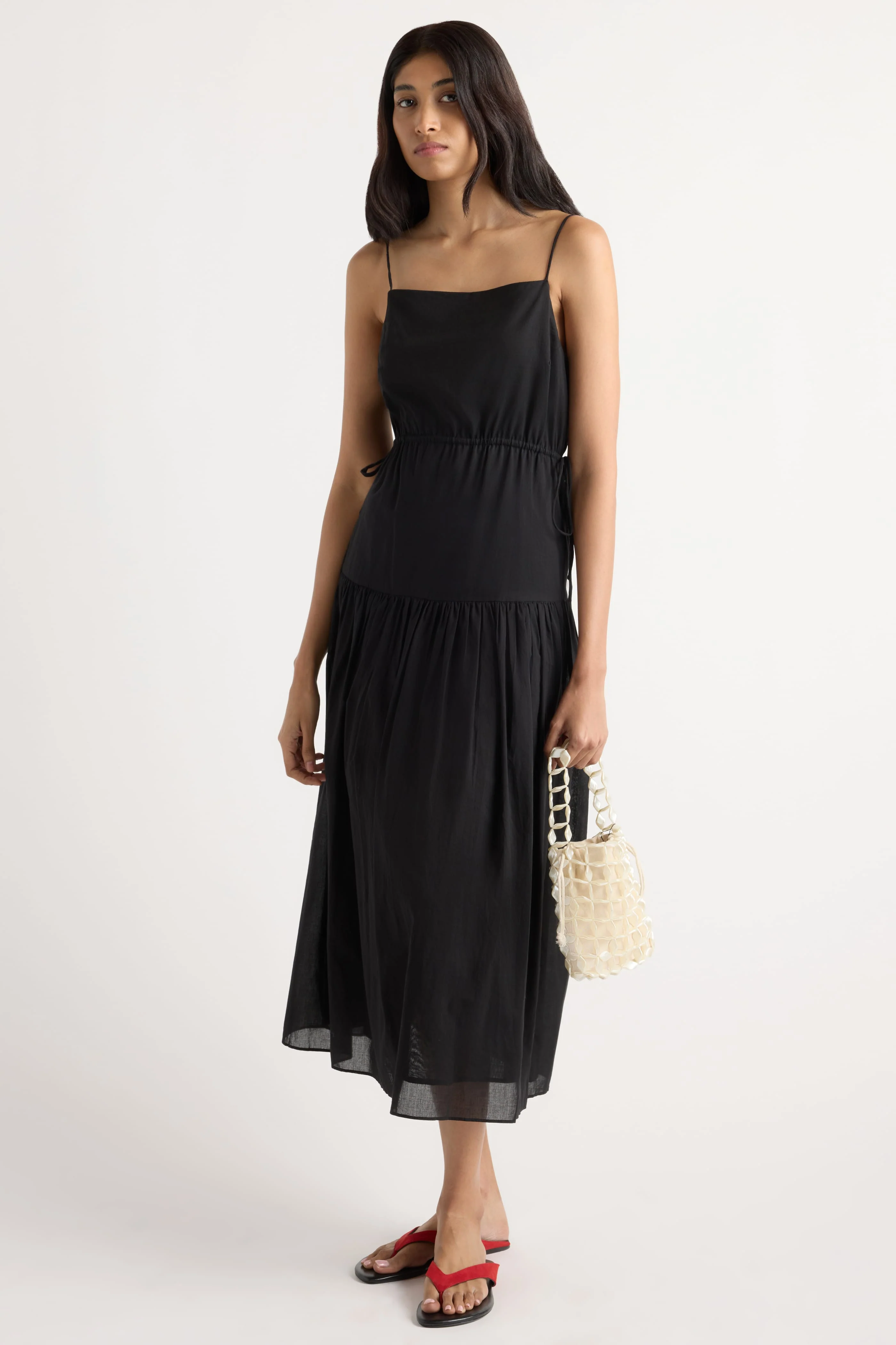 Dalia Tie-Waist Tiered Organic Cotton Dress - Image 2