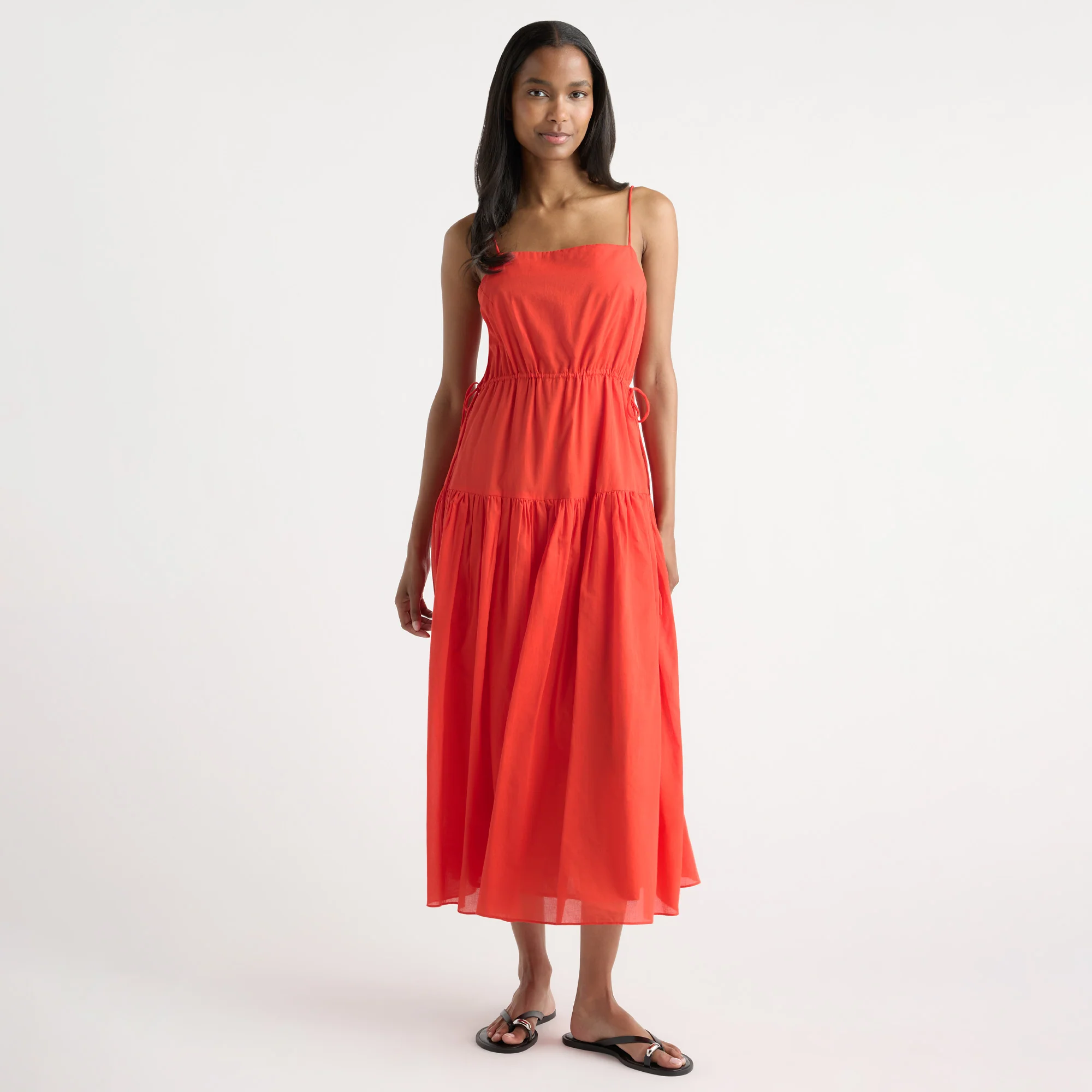 Dalia Tie-Waist Tiered Organic Cotton Dress