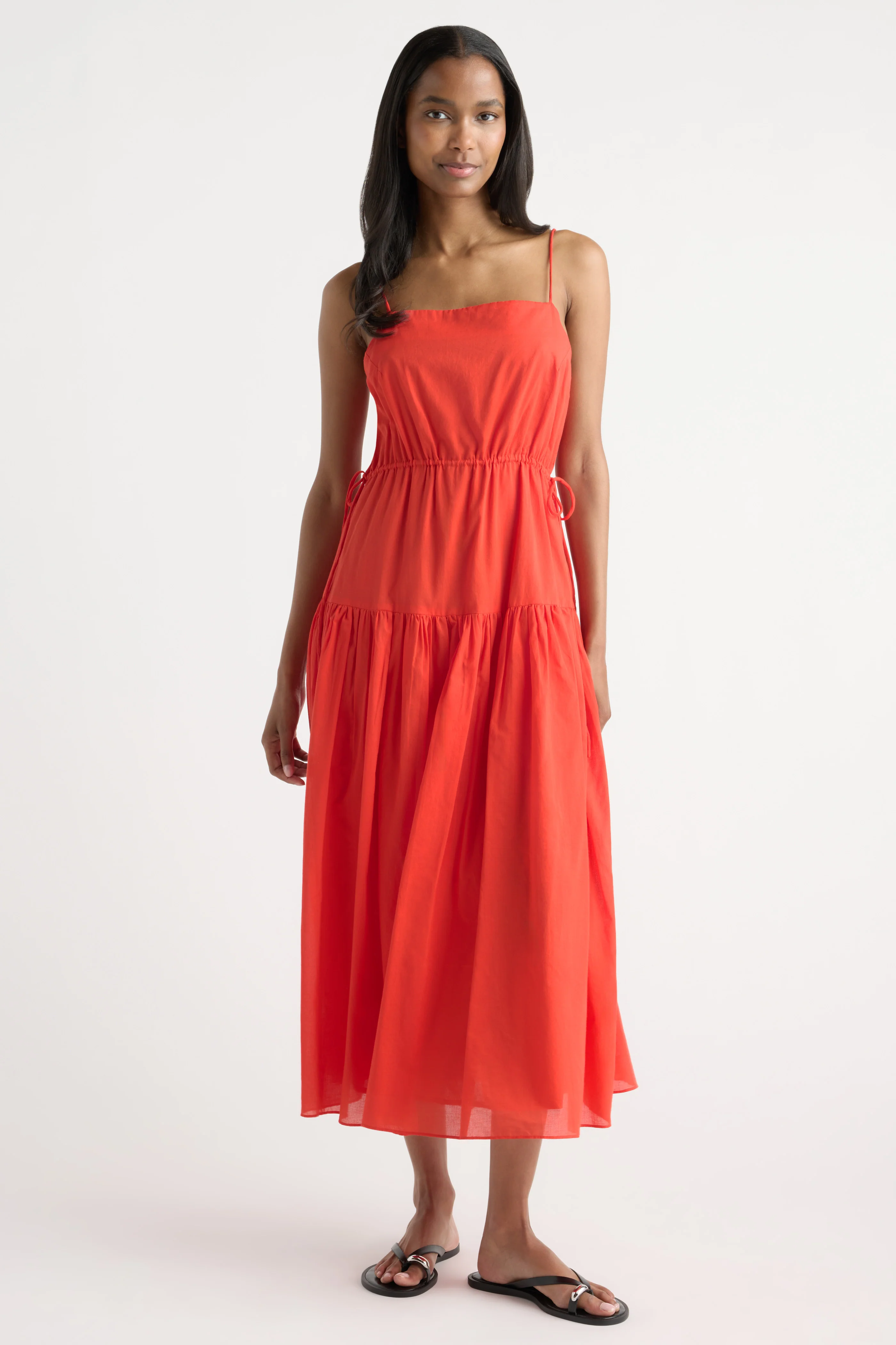 Dalia Tie-Waist Tiered Organic Cotton Dress - Image 2