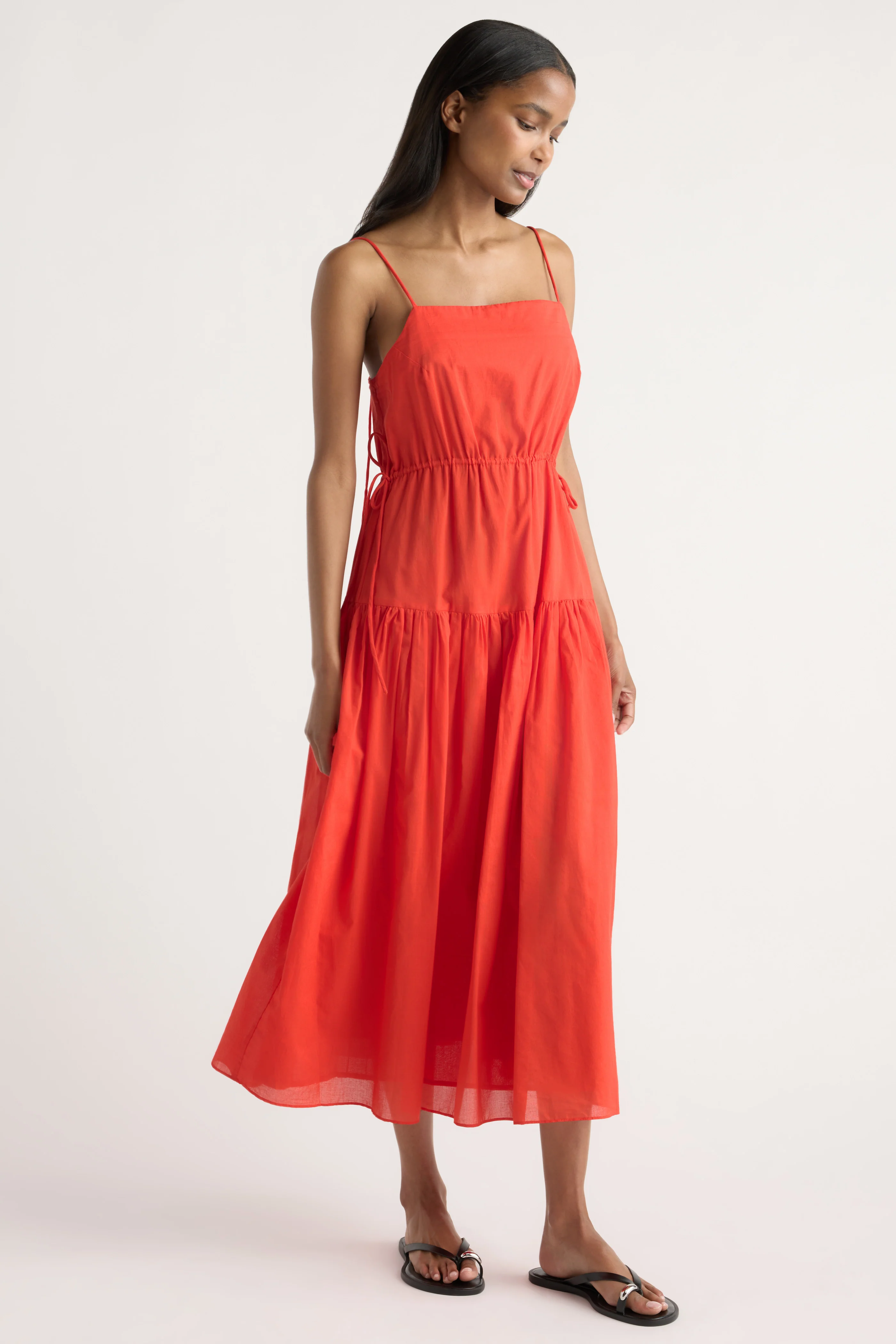 Dalia Tie-Waist Tiered Organic Cotton Dress - Image 4