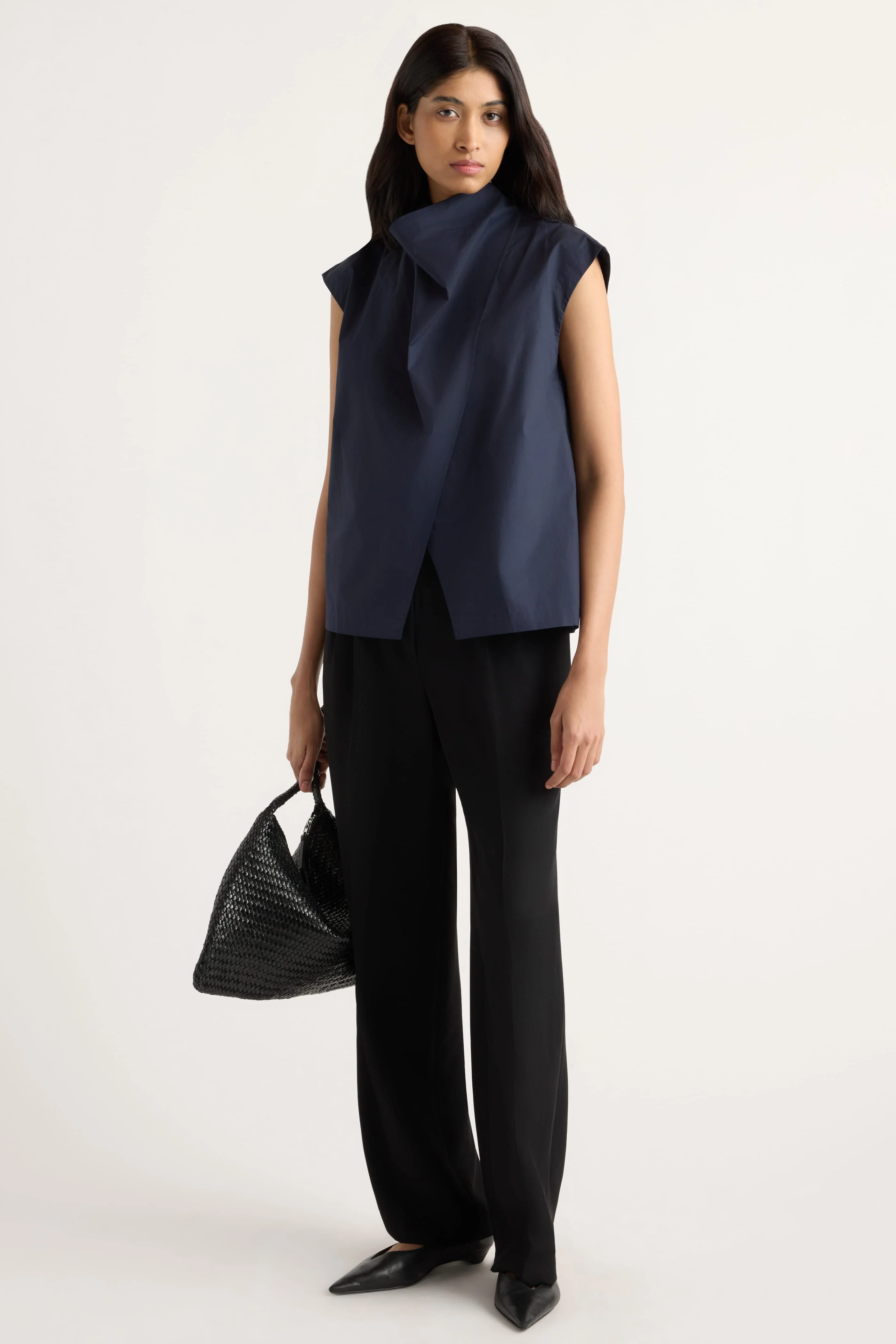 Denilyn Split-Front Wrap Poplin Blouse - Image 3