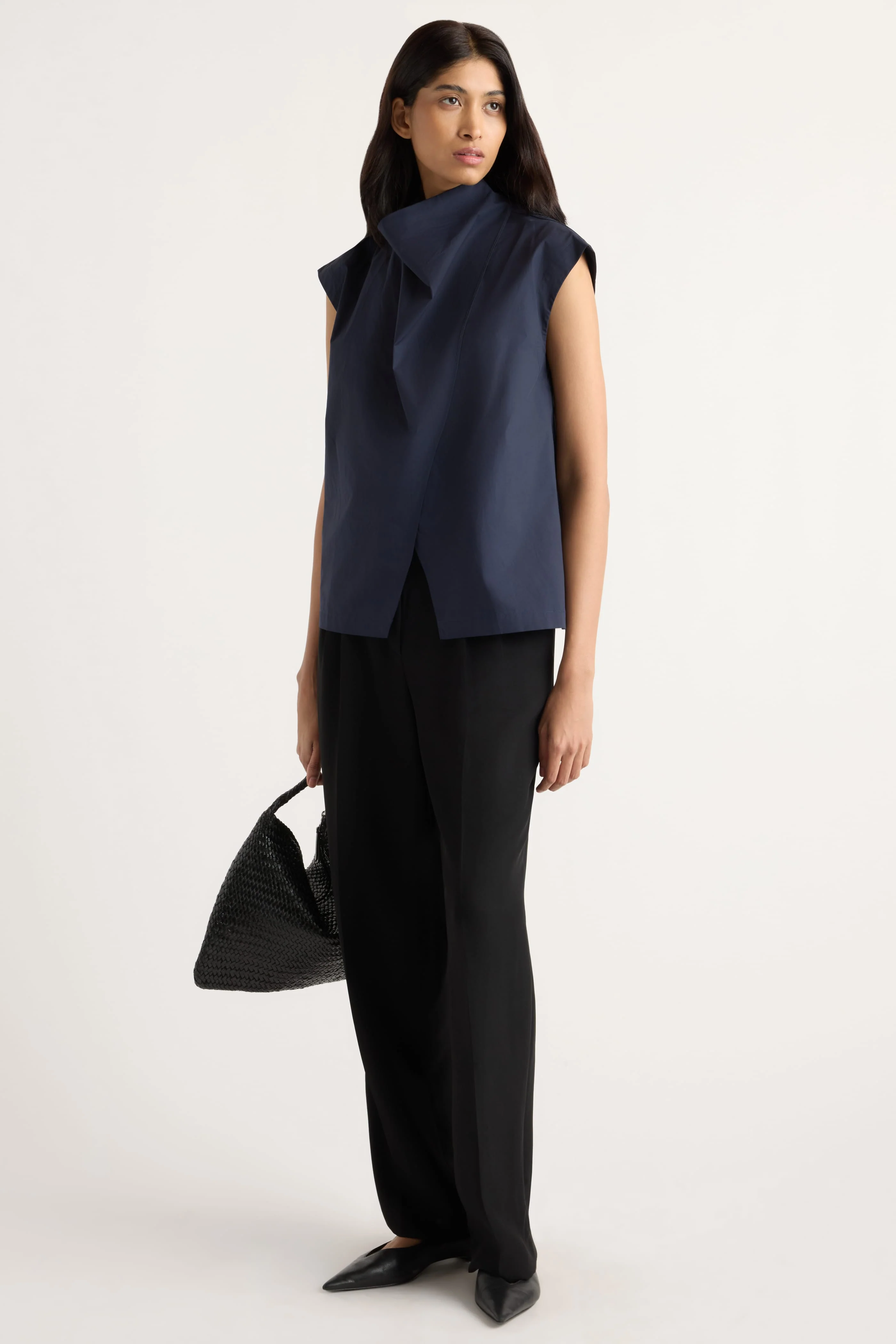 Denilyn Split-Front Wrap Poplin Blouse - Image 5