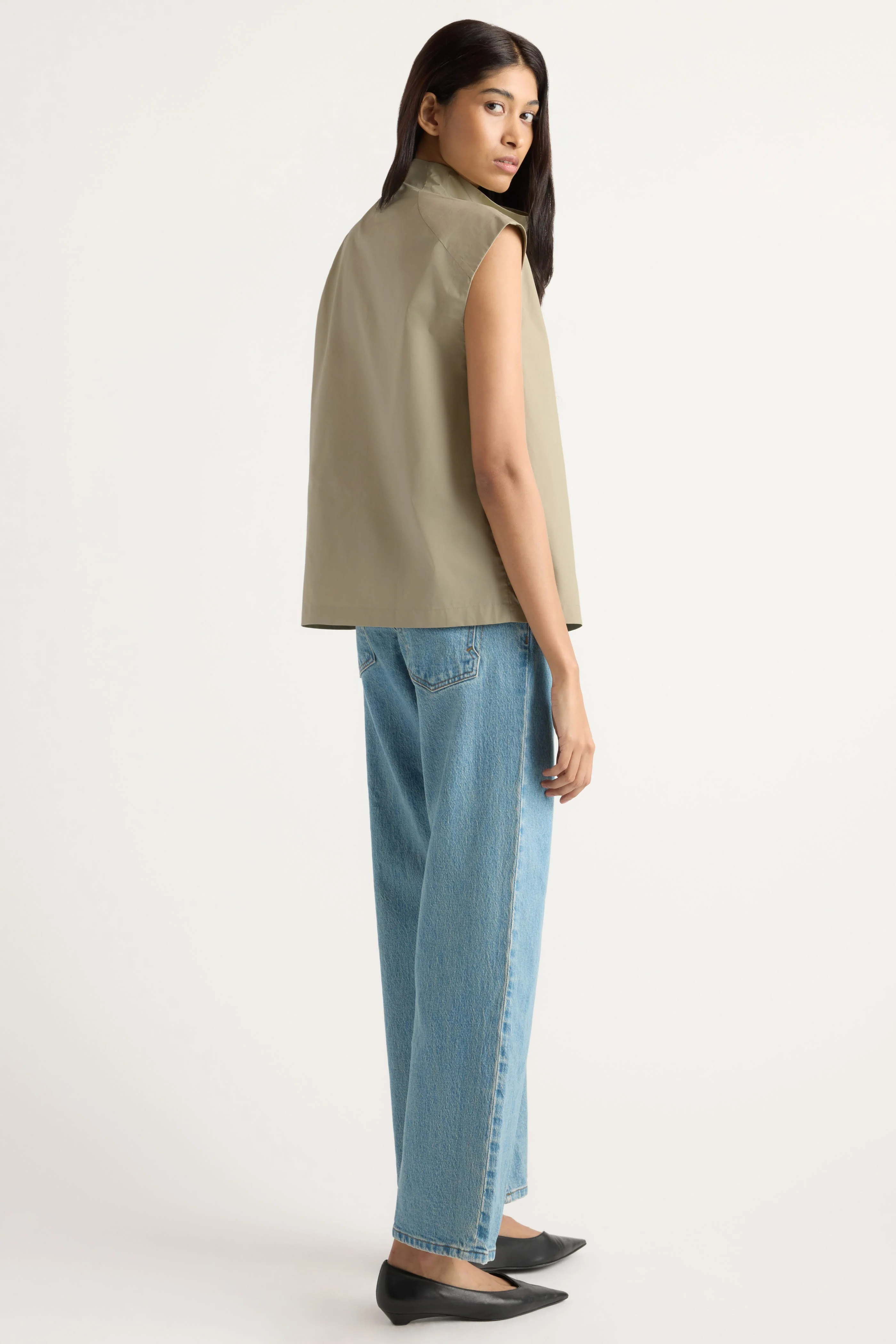 Denilyn Split-Front Wrap Poplin Blouse - Image 5