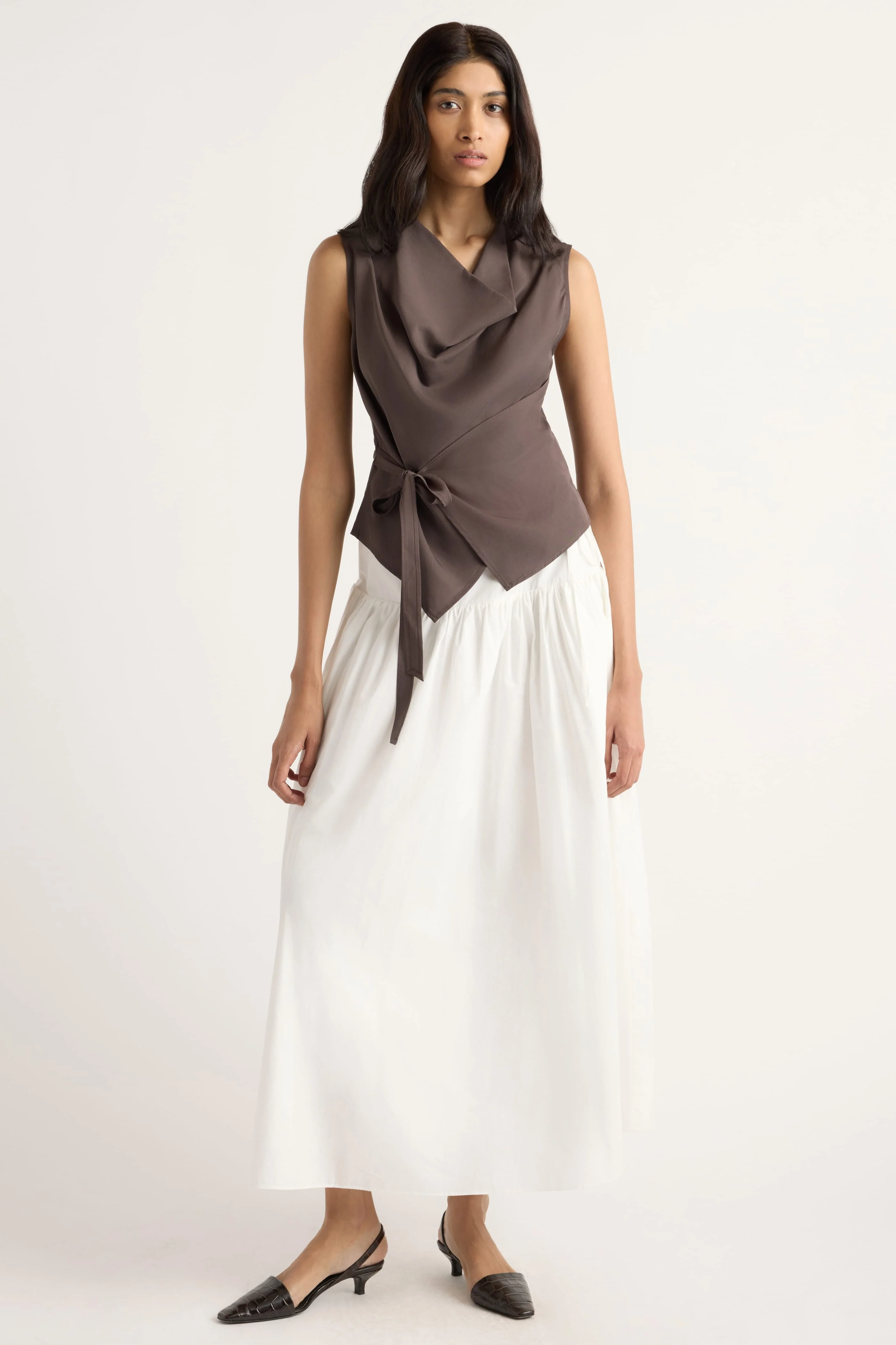 Dion Tencel Cowl-Neck Wrap Blouse - Image 3