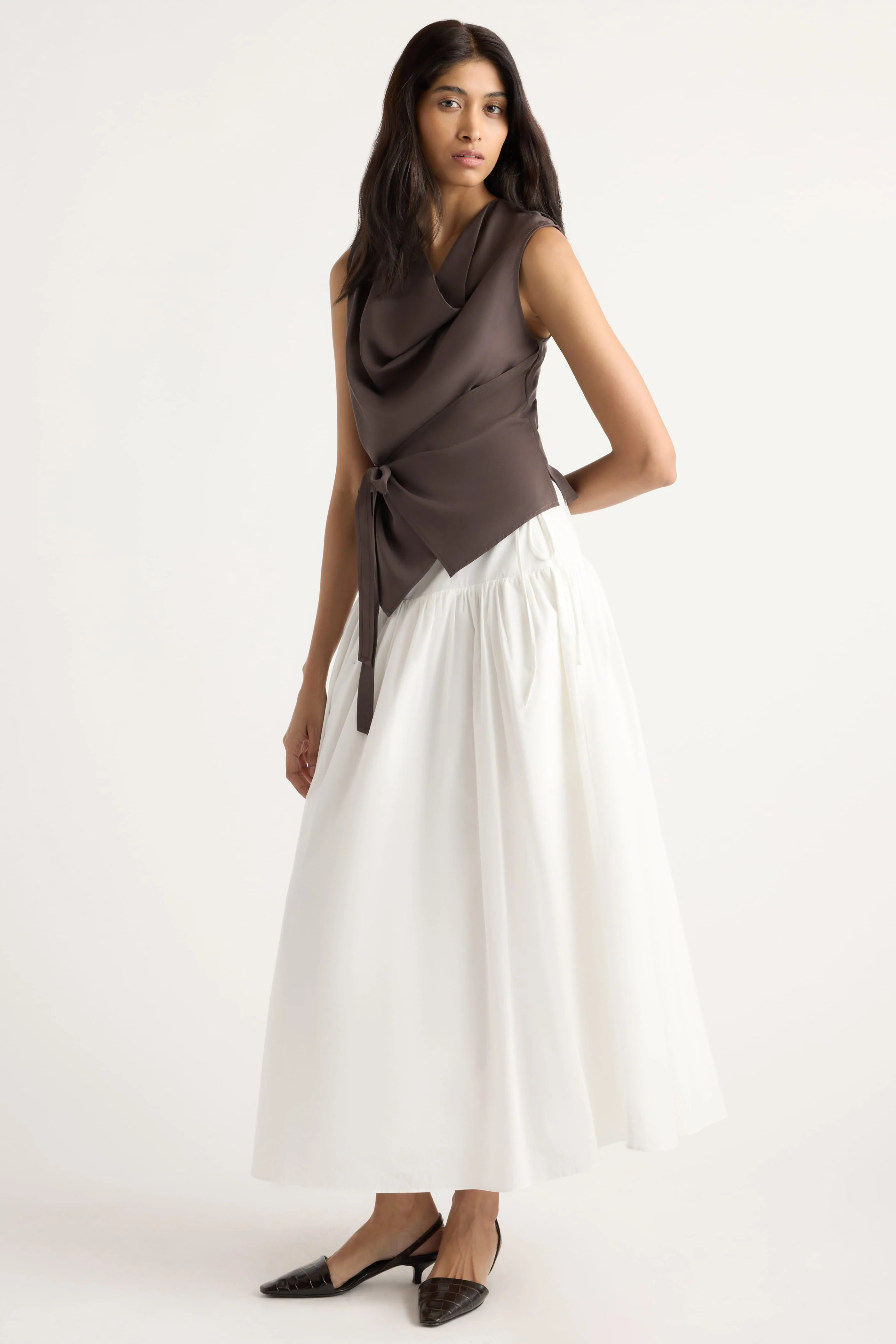 Dion Tencel Cowl-Neck Wrap Blouse - Image 5