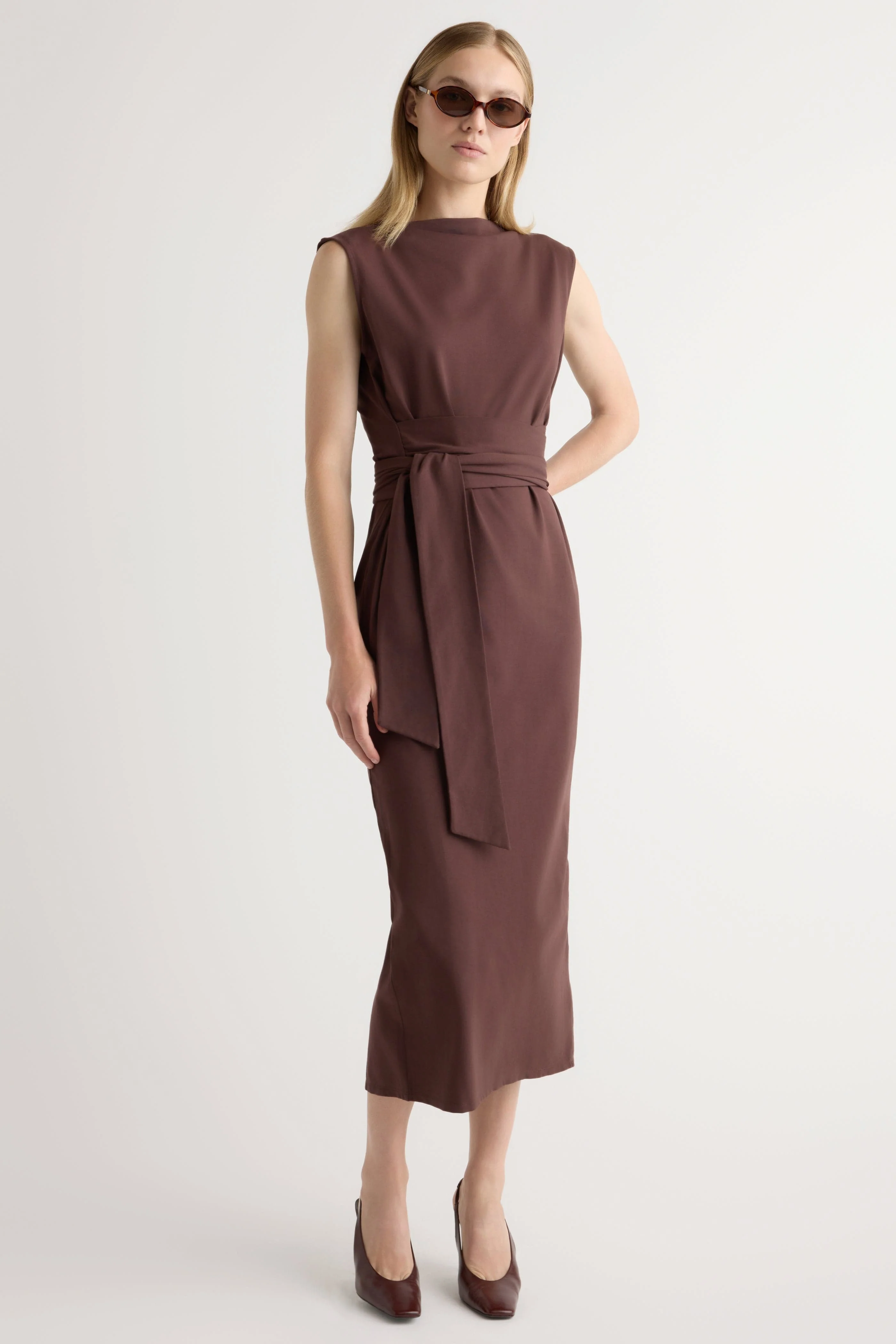 Edina Tie-Front Slit-Neck Dress - Image 2