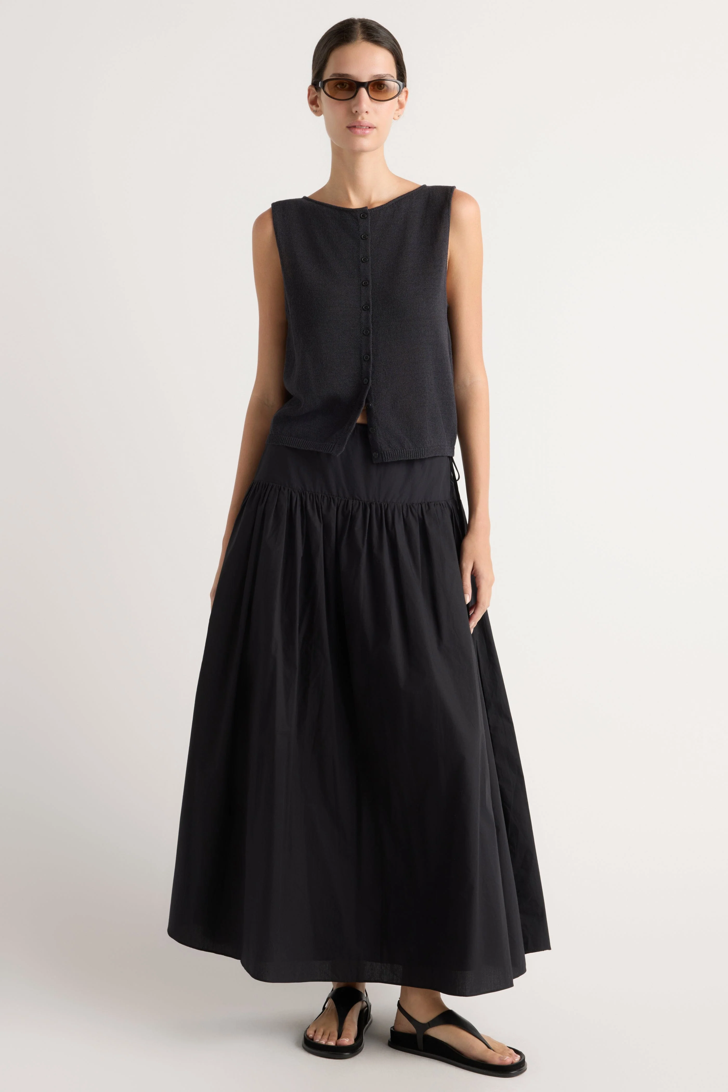Elith Cotton-Linen Button Knit Vest - Image 3