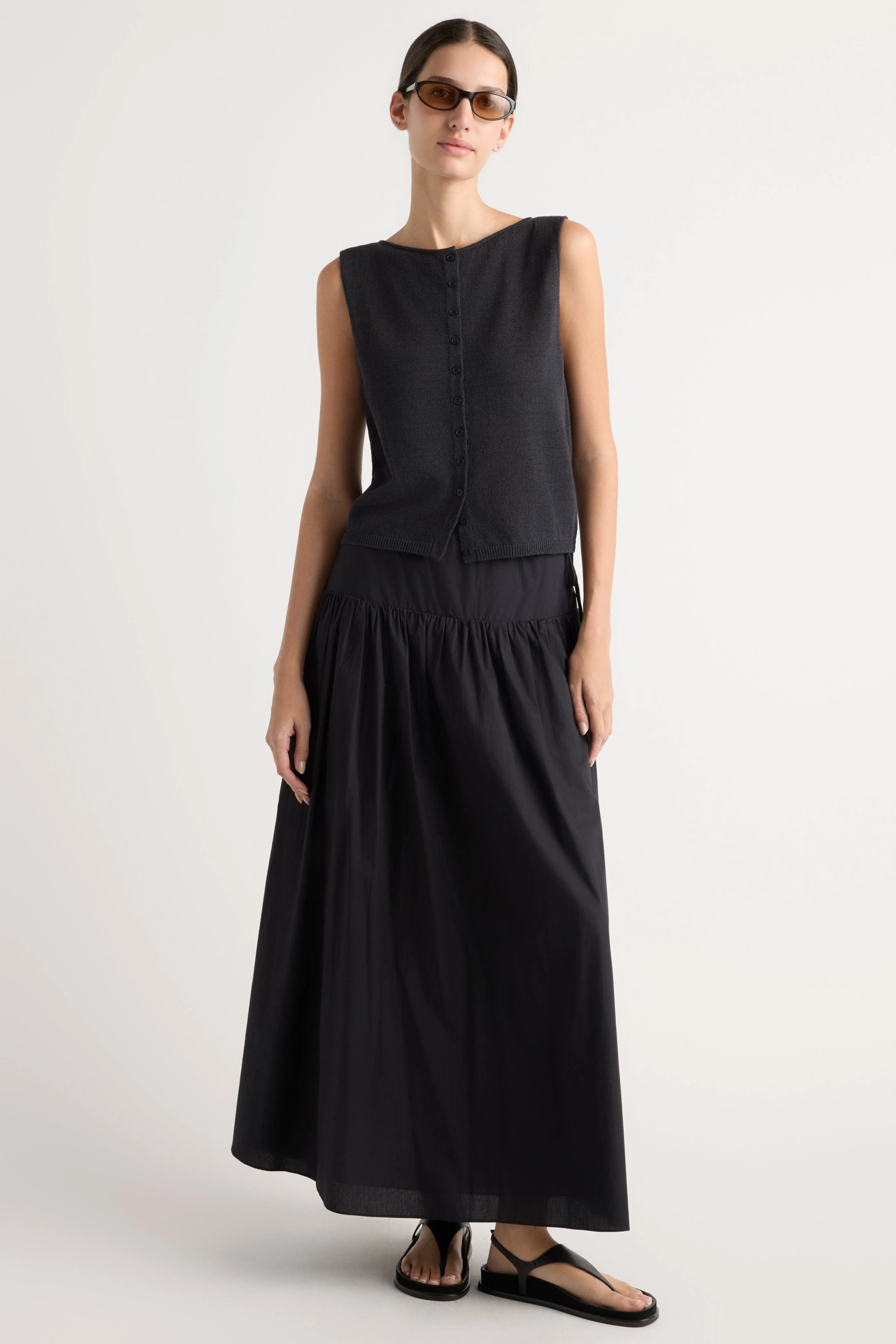 Elith Cotton-Linen Button Knit Vest - Image 5