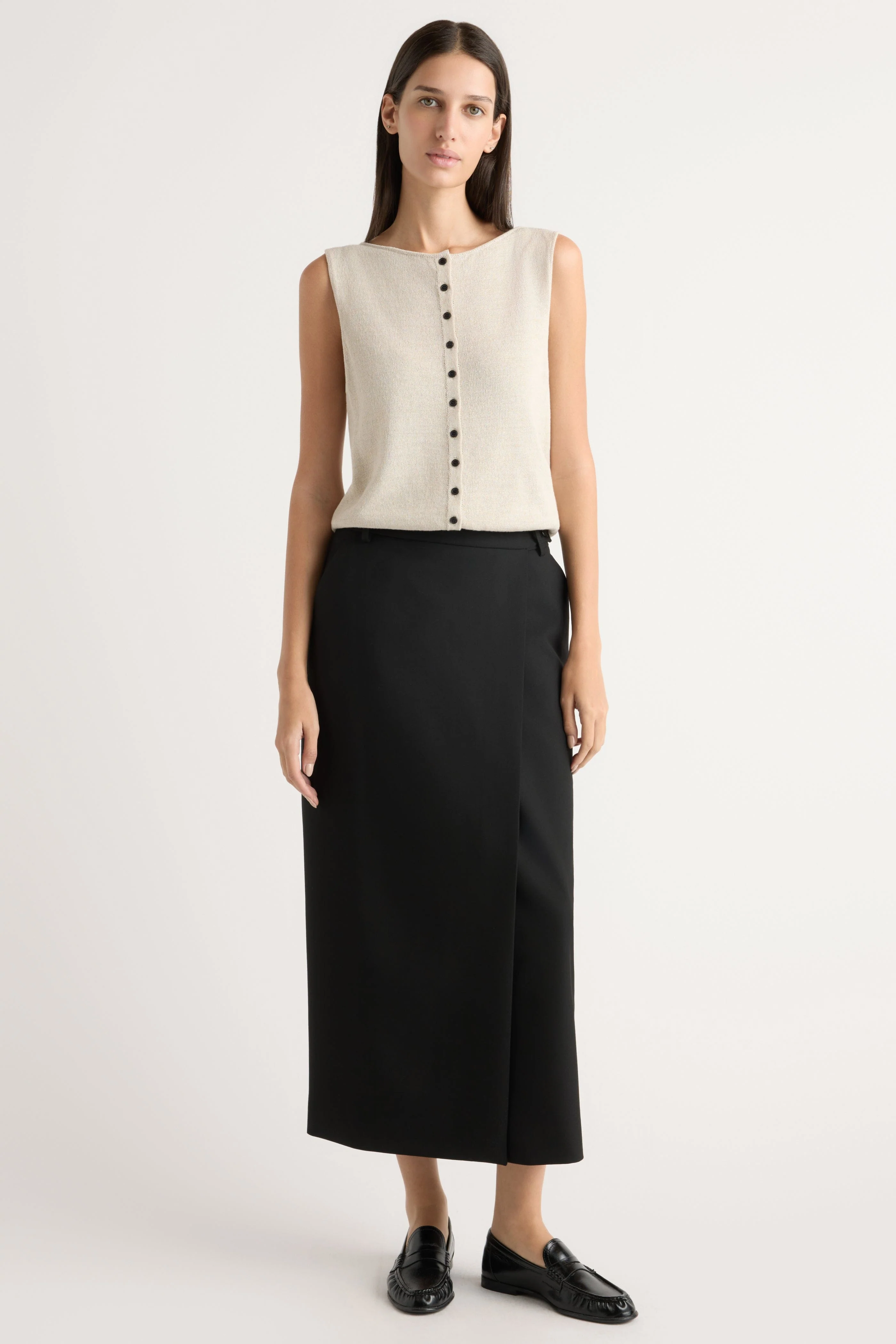 Elith Cotton-Linen Button Knit Vest - Image 3