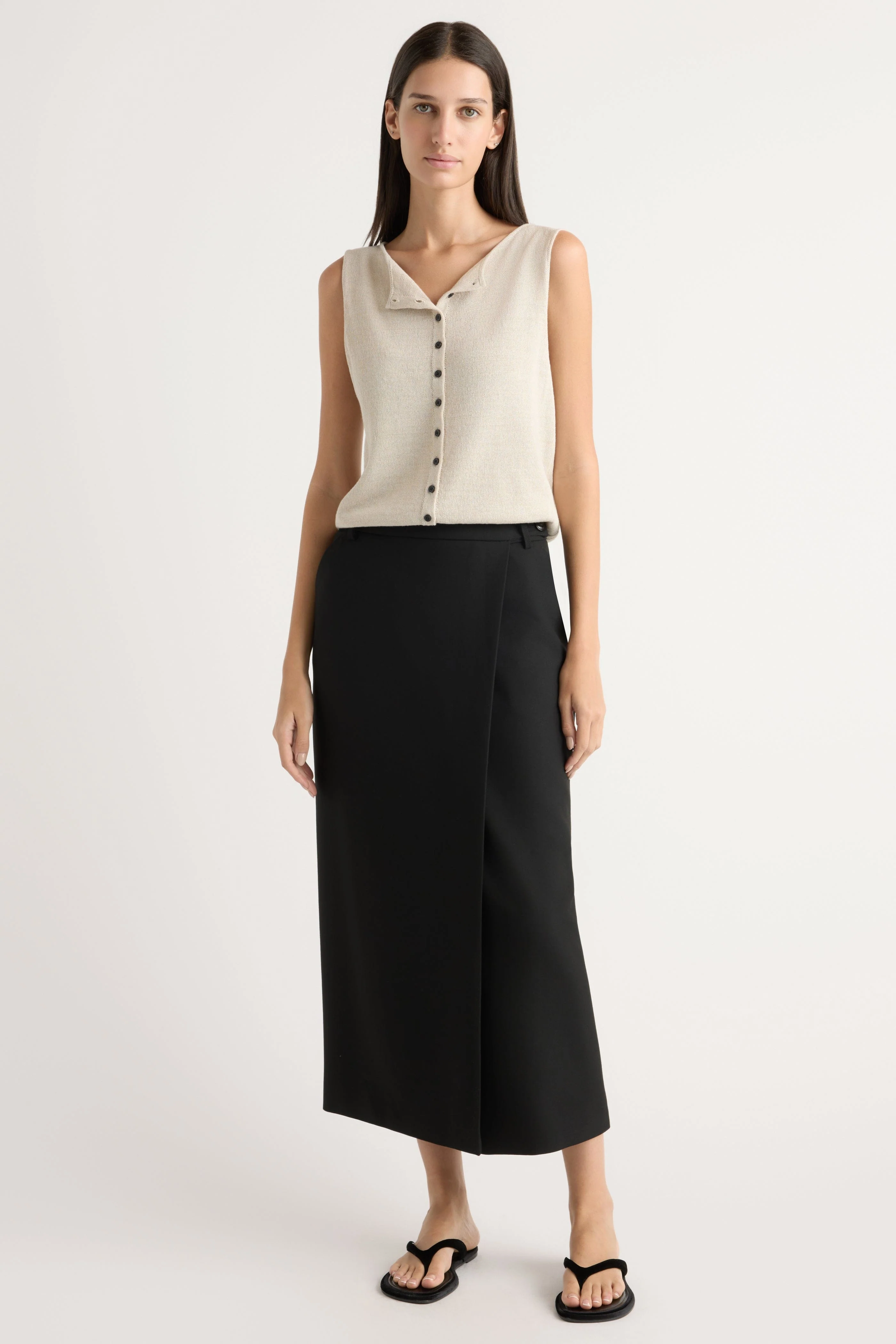 Elith Cotton-Linen Button Knit Vest - Image 6