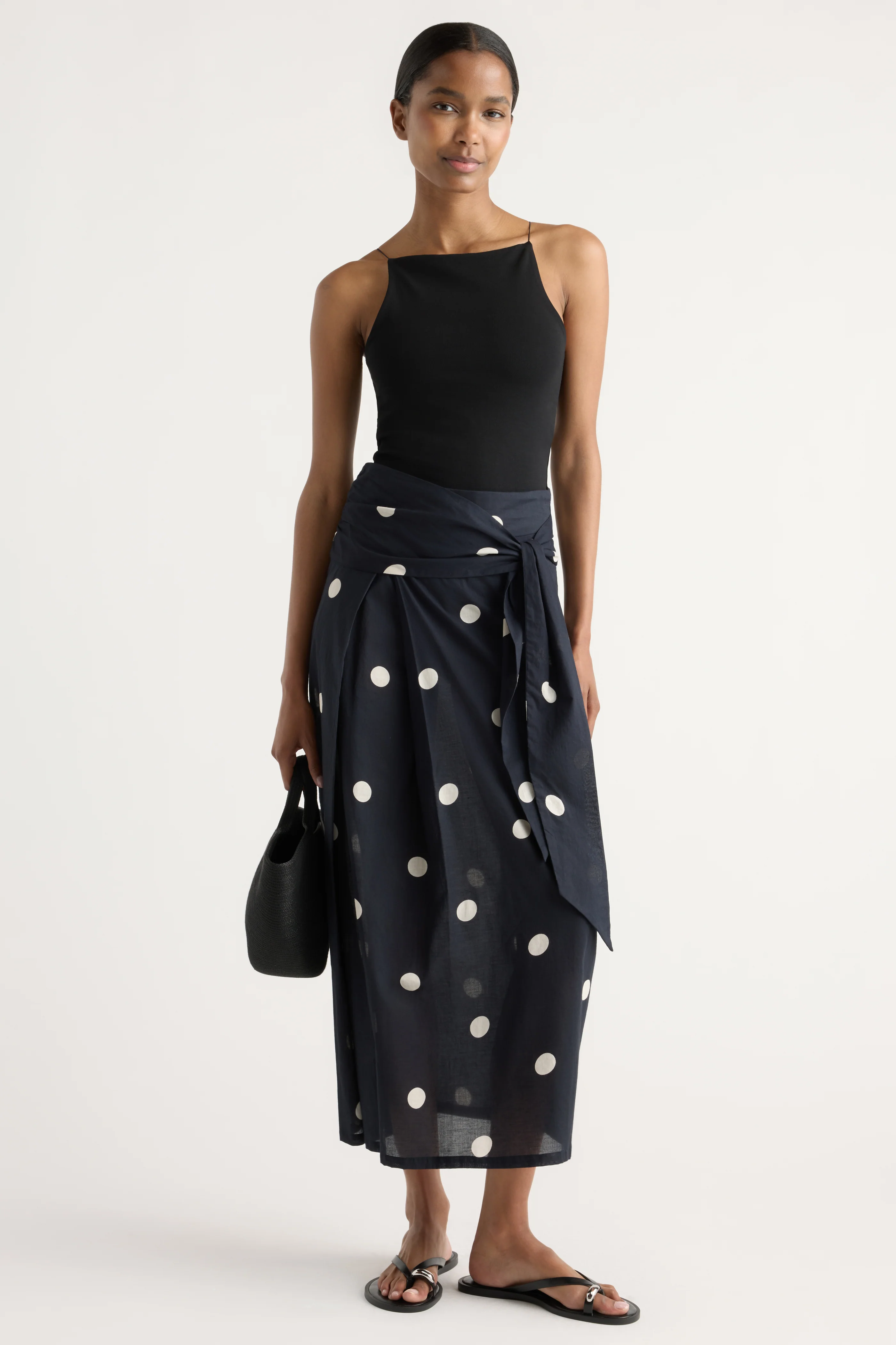 Elodia Lightweight Tie-Waist Polka Dot Skirt - Image 2