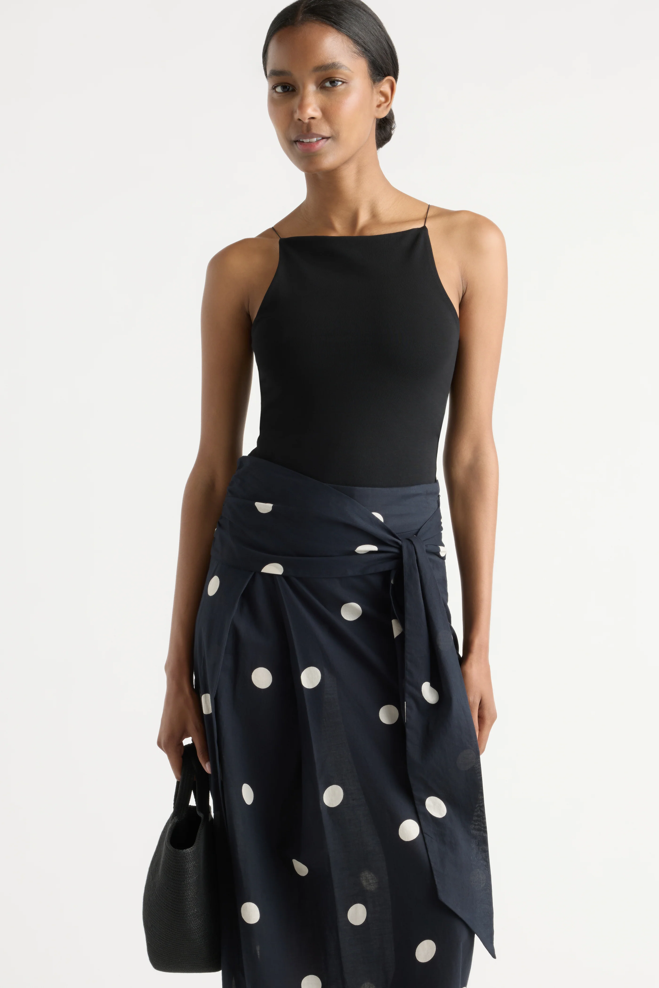 Elodia Lightweight Tie-Waist Polka Dot Skirt - Image 3