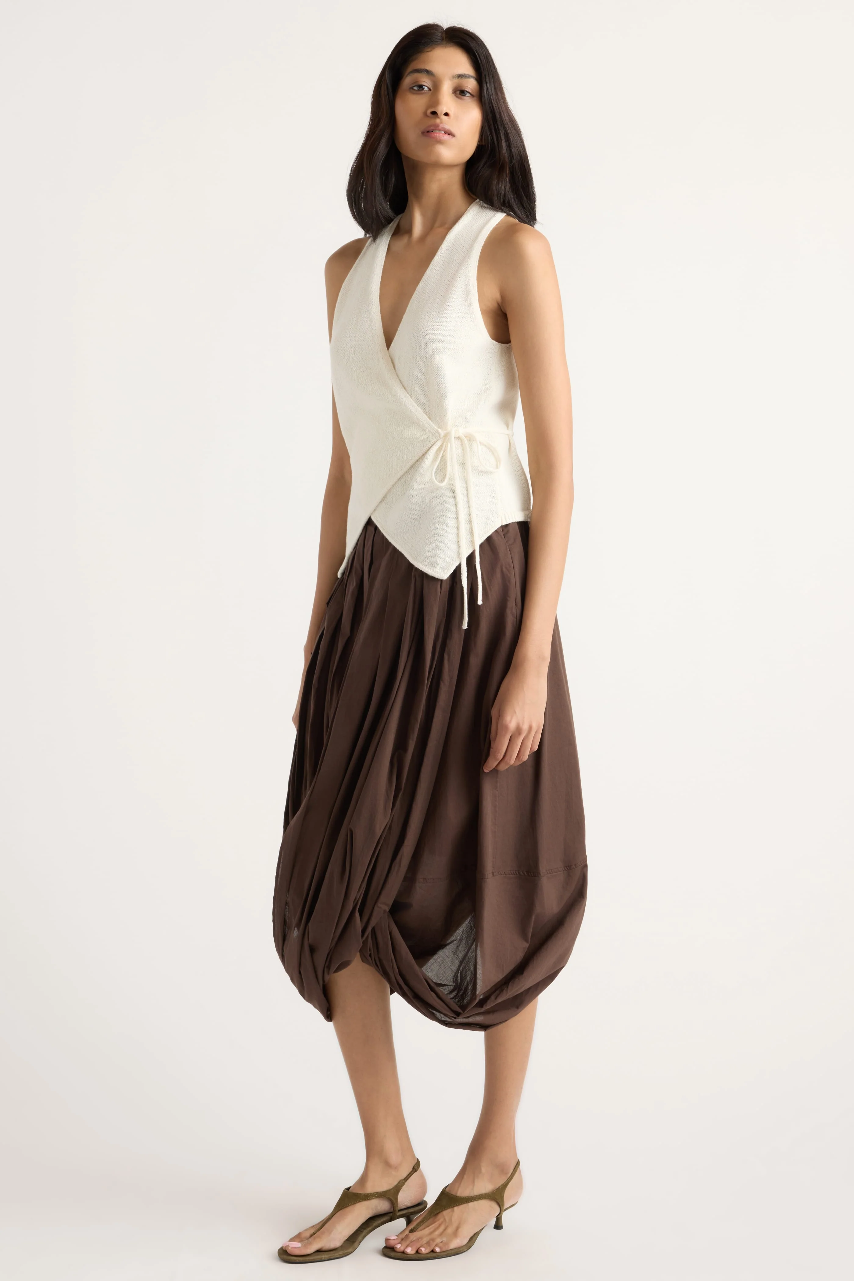 Fatima Wrap Cotton-Linen Knit Top - Image 5