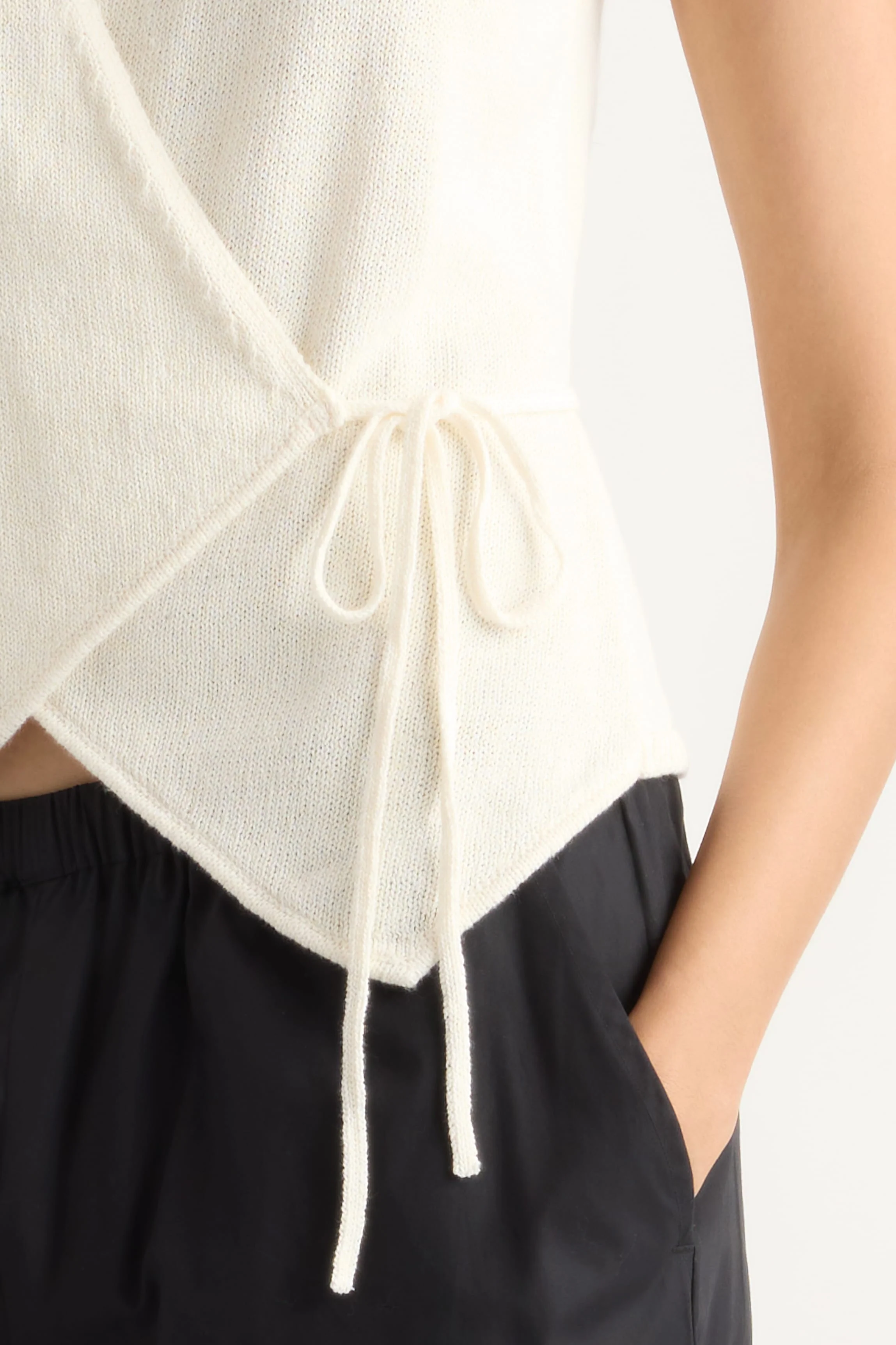 Fatima Wrap Cotton-Linen Knit Top - Image 6