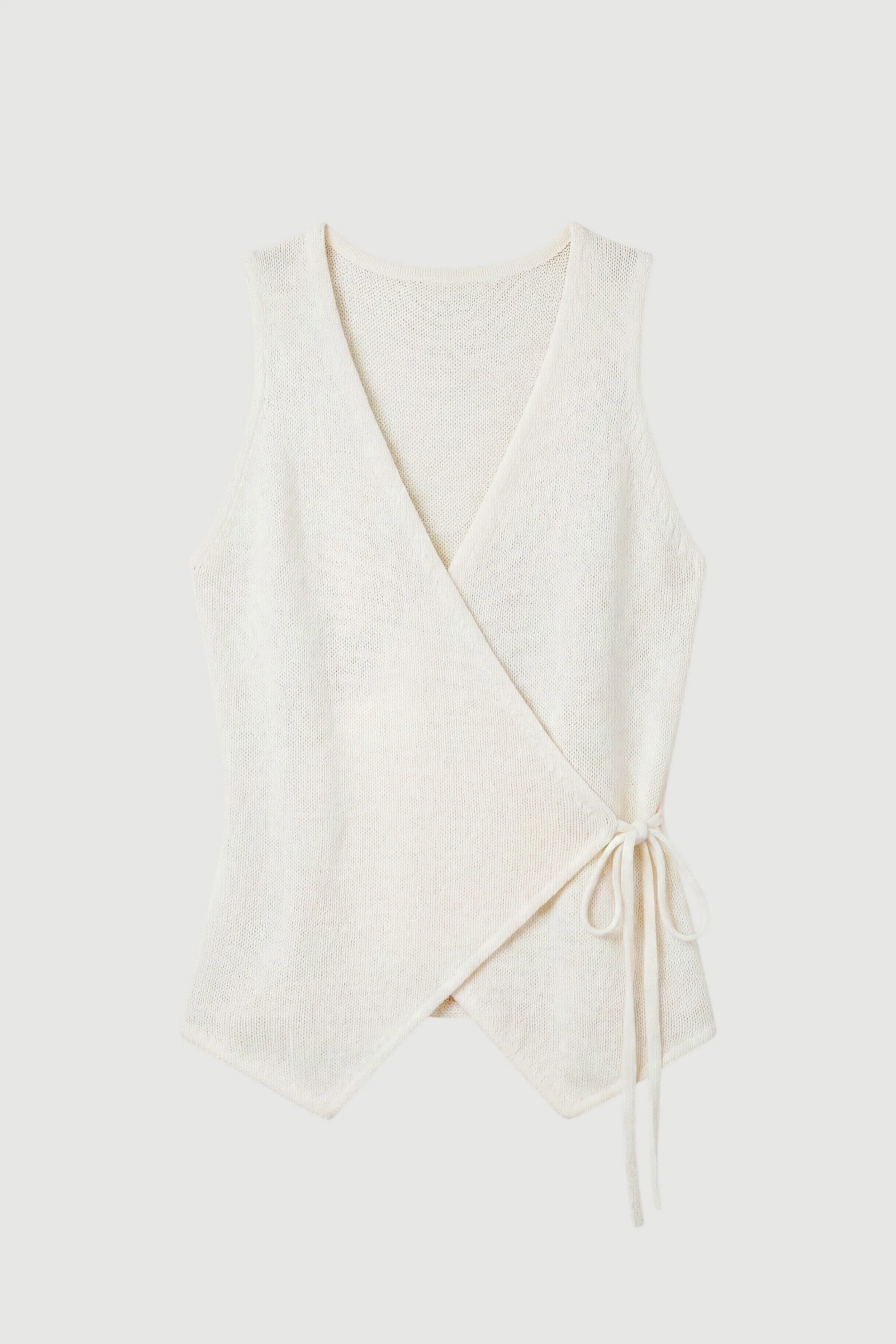 Fatima Wrap Cotton-Linen Knit Top - Image 9