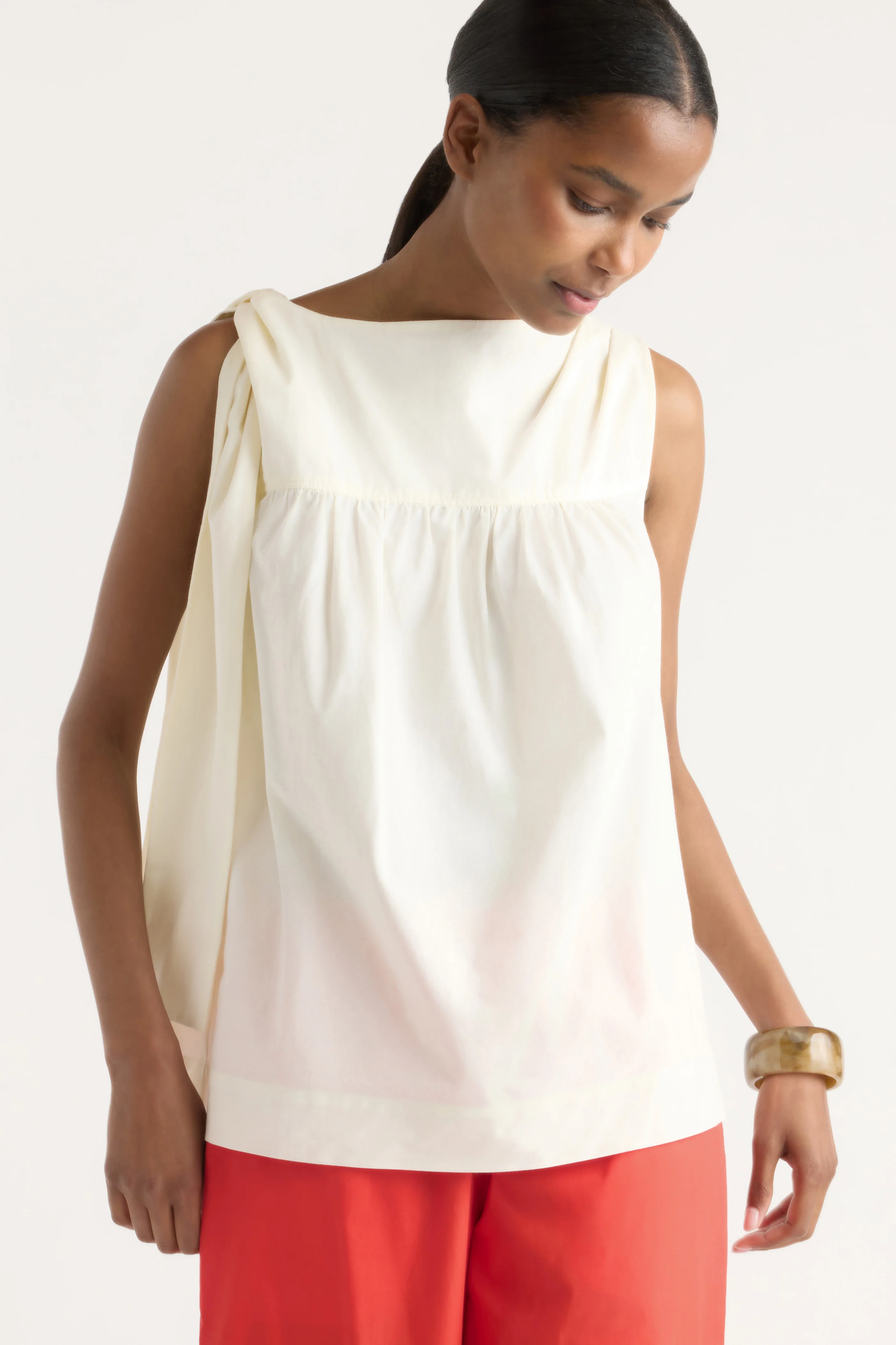 Florence Tie-Shoulder Cotton Blouse - Image 3
