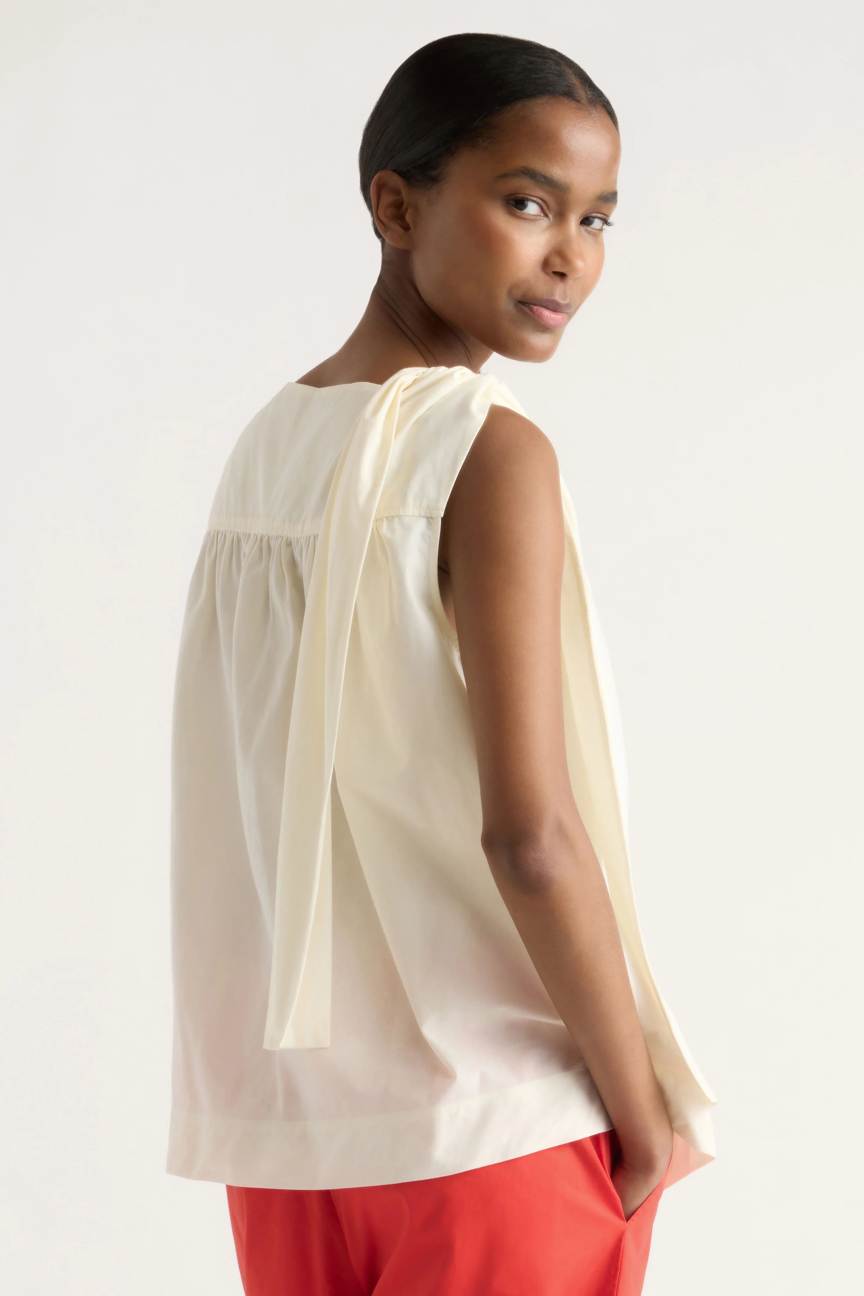 Florence Tie-Shoulder Cotton Blouse - Image 4