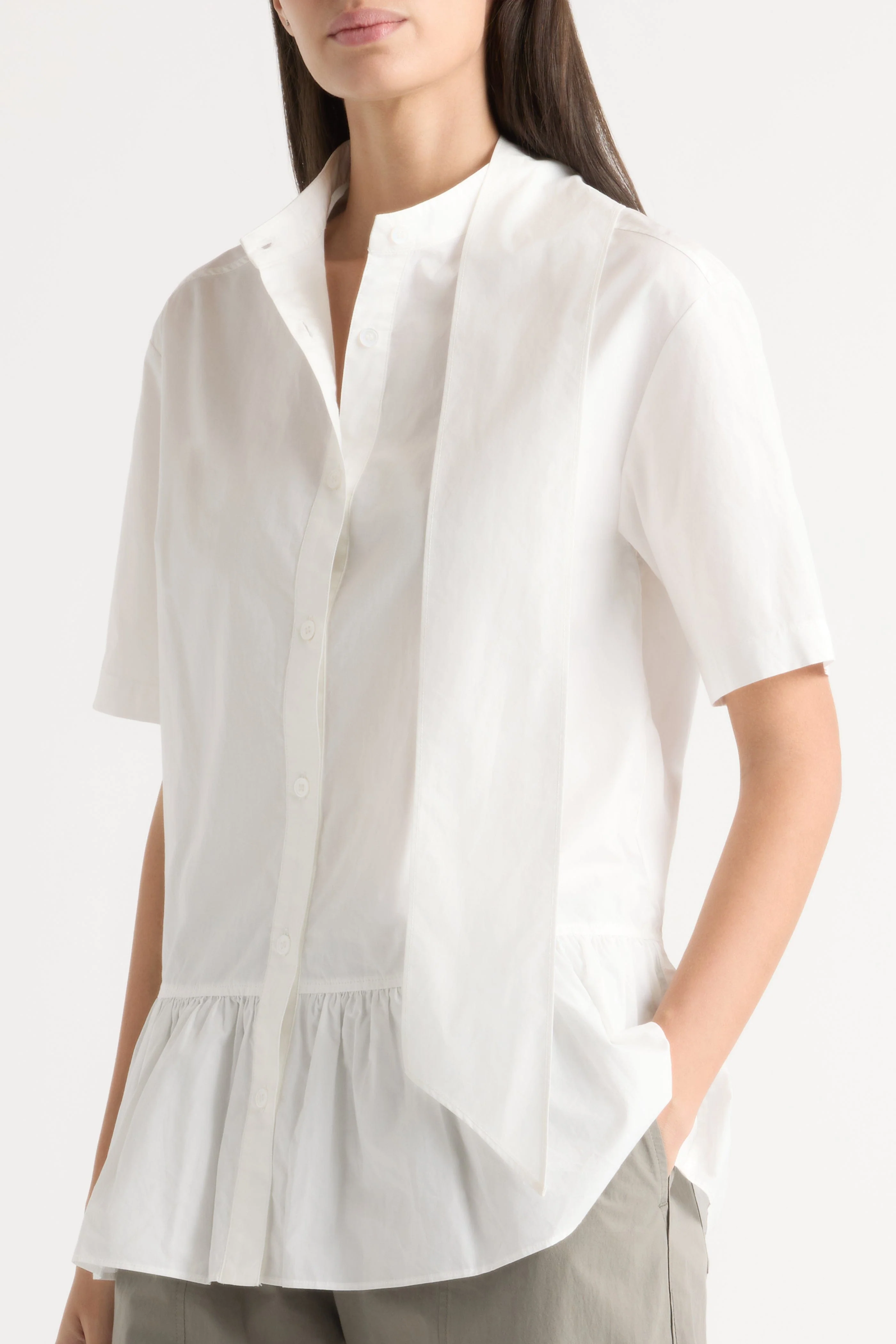 Gretta Scarf-Neck Ruffled Tunic Blouse - Image 4