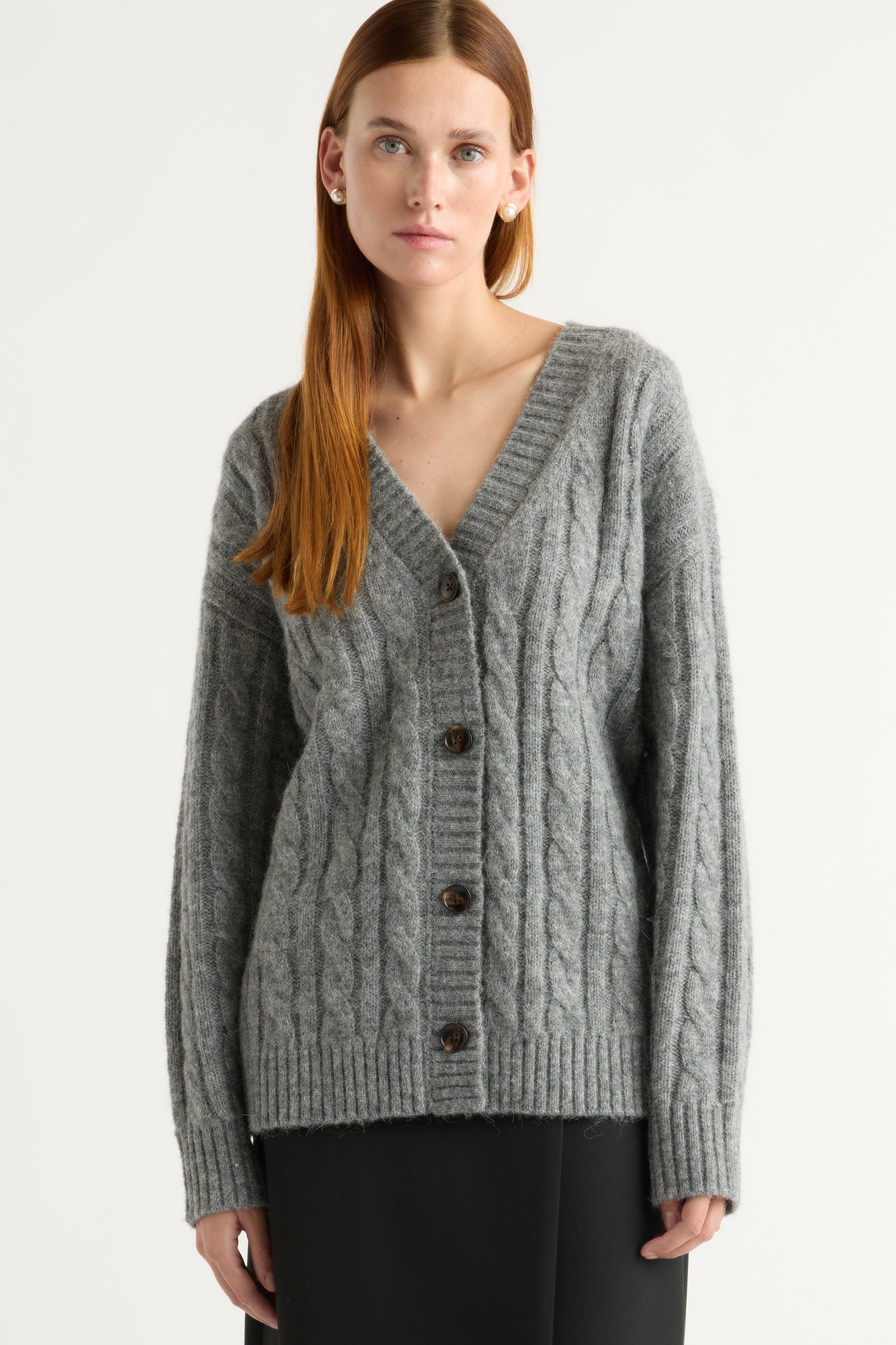 Hikari Asymmetric Cable Knit Cardigan - Image 6