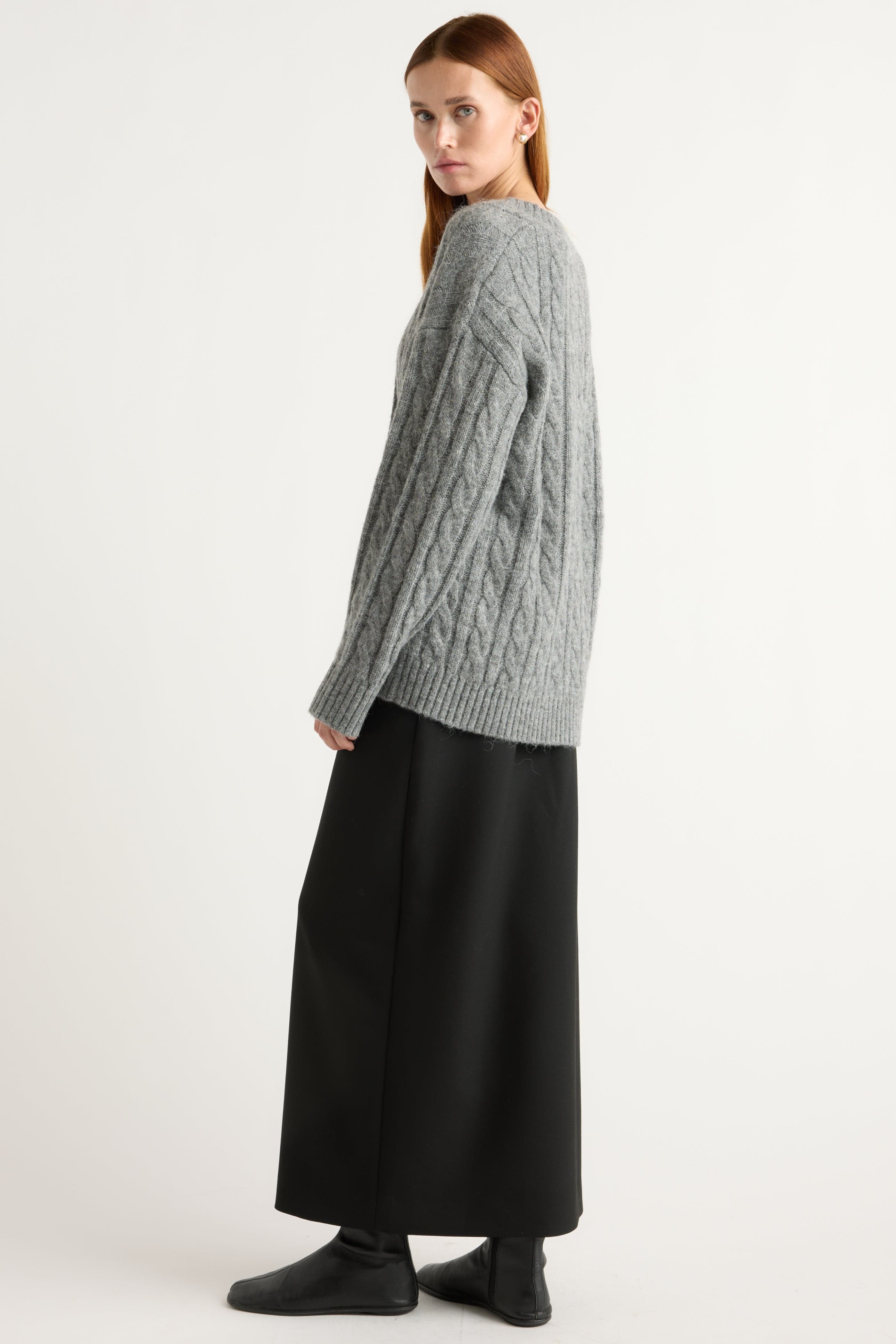 Hikari Asymmetric Cable Knit Cardigan - Image 7