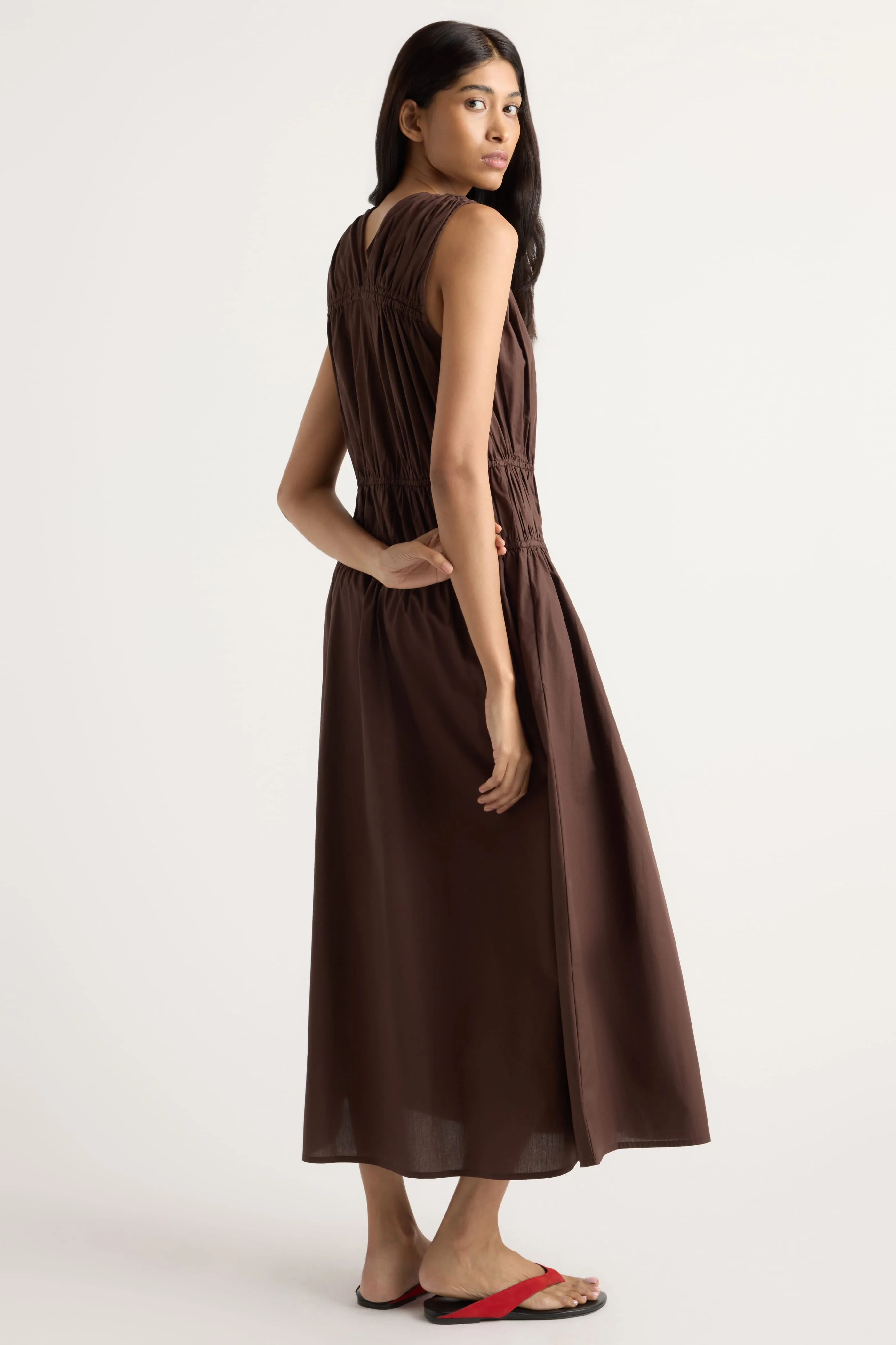 Iga Gathered Organic Cotton Maxi Dress - Image 6