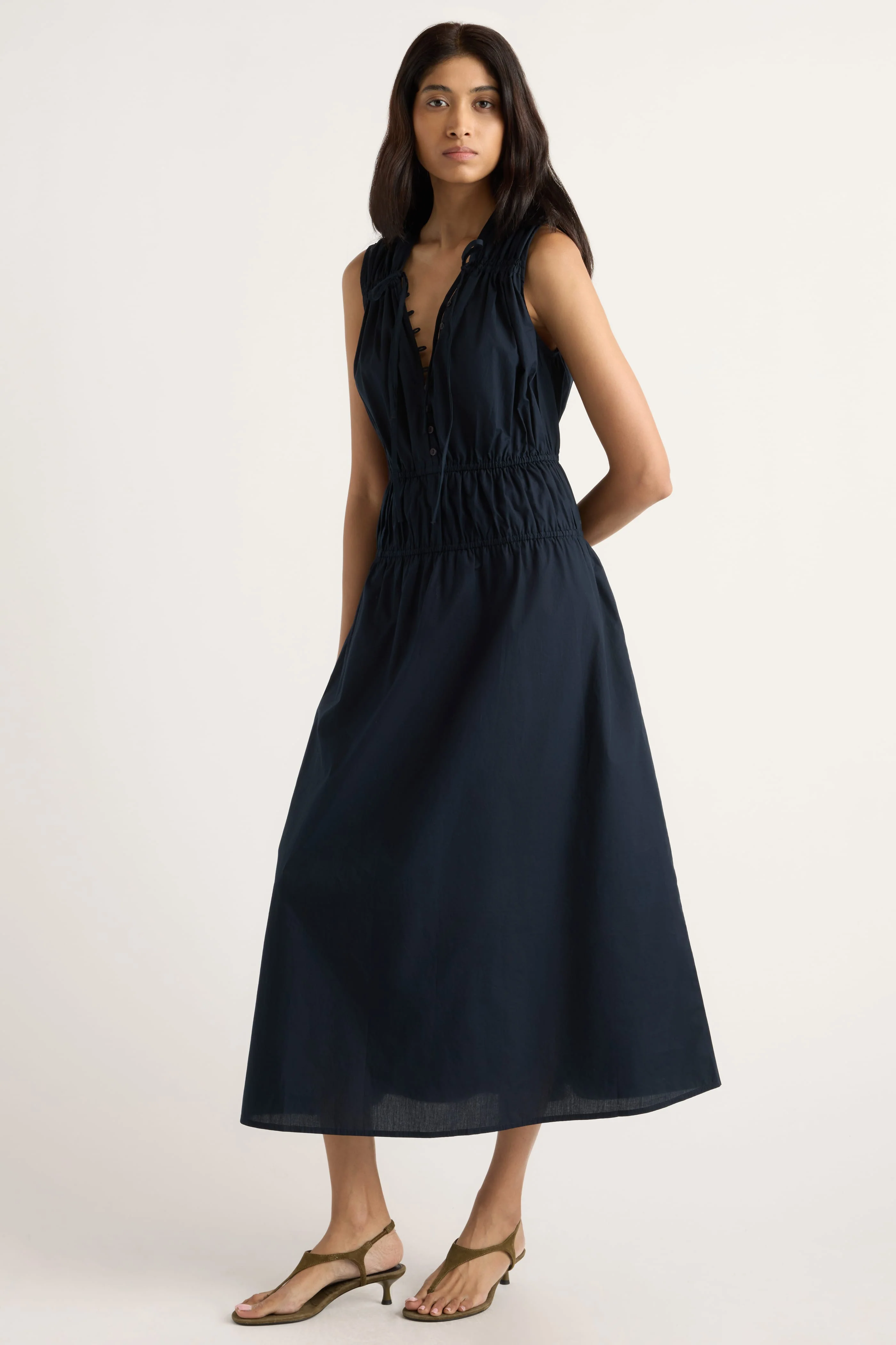 Iga Gathered Organic Cotton Maxi Dress - Image 2