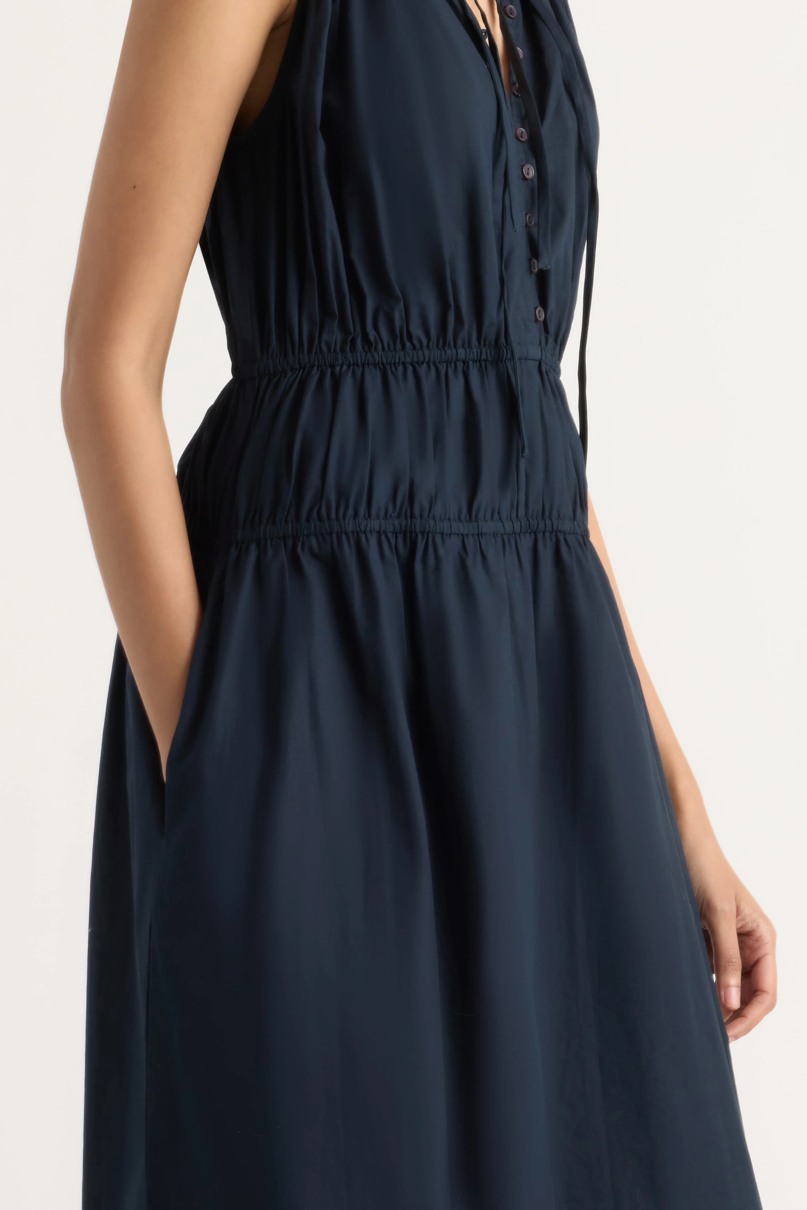 Iga Gathered Organic Cotton Maxi Dress - Image 5