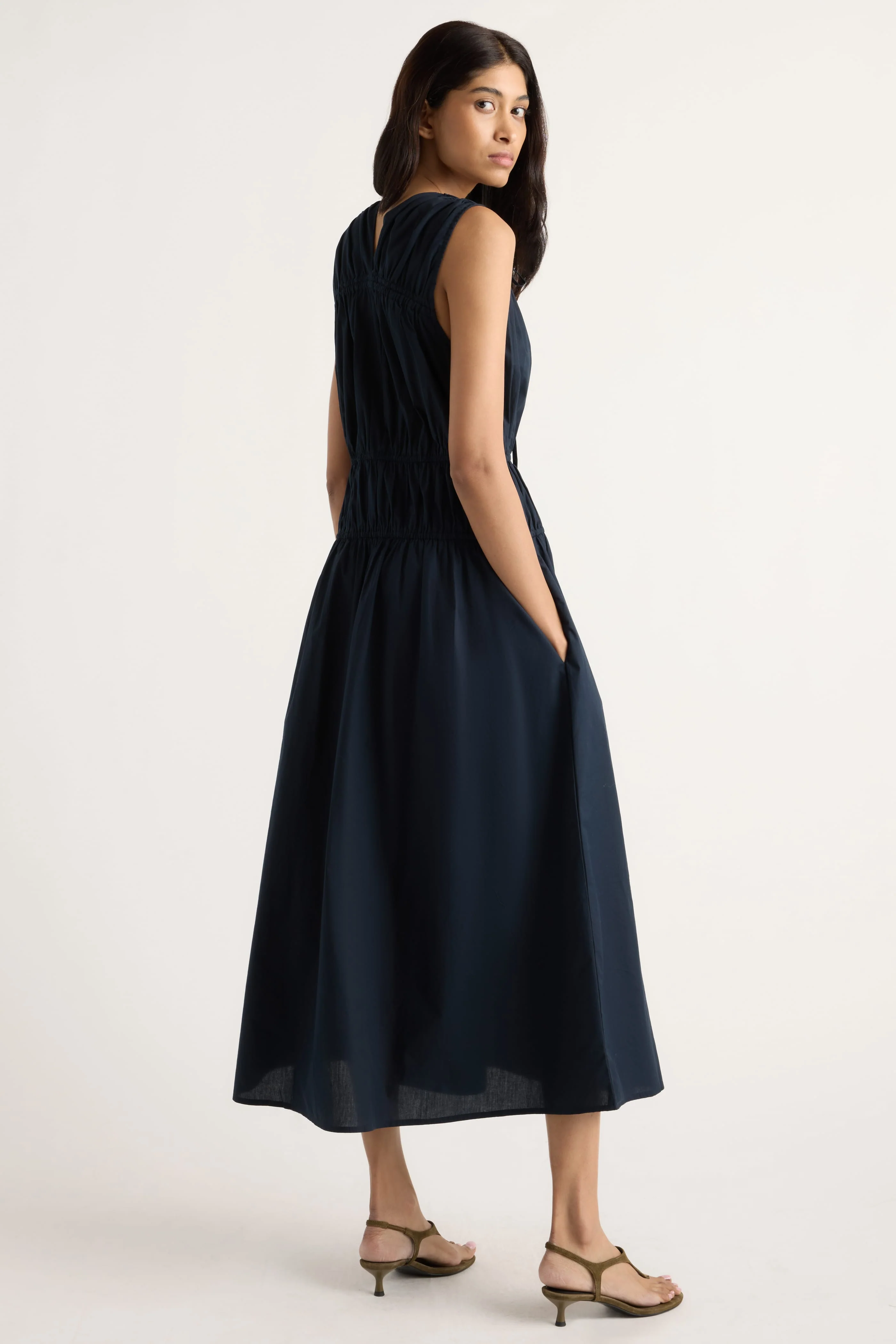 Iga Gathered Organic Cotton Maxi Dress - Image 6