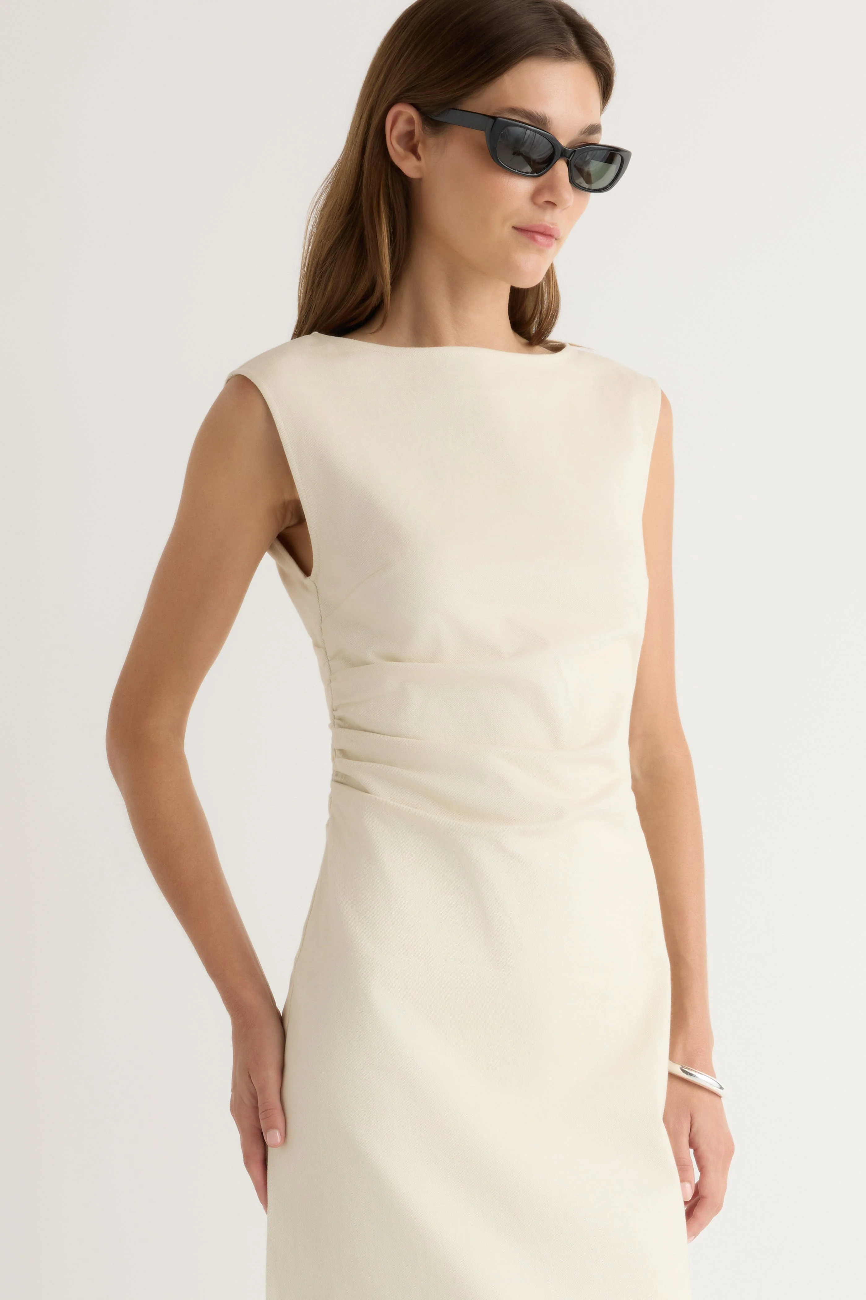 Inari Cotton Twill Boat-Neck Dress - Image 7