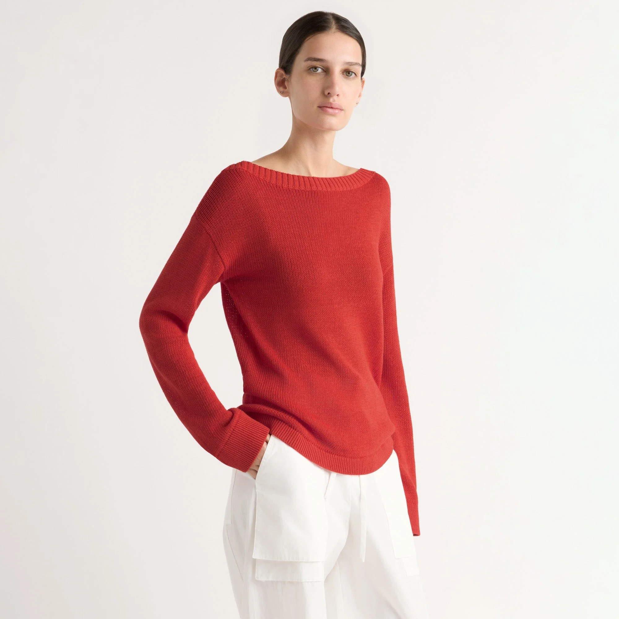Isabel Open-Knit Boat-Neck Sweater