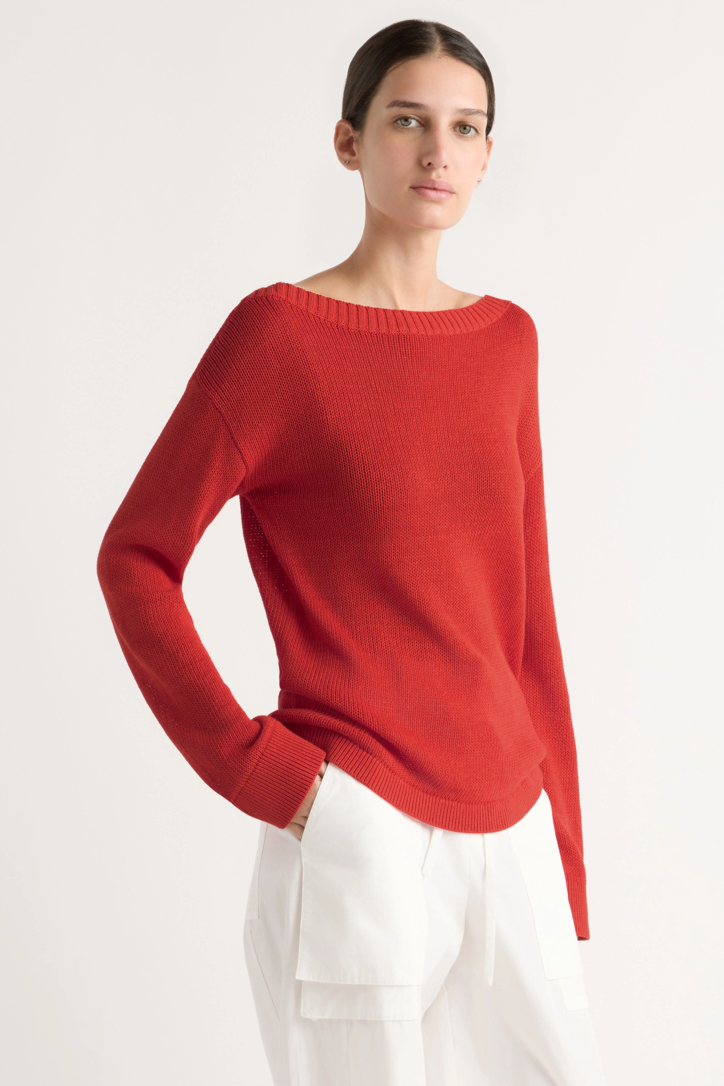 Isabel Open-Knit Boat-Neck Sweater - Image 2
