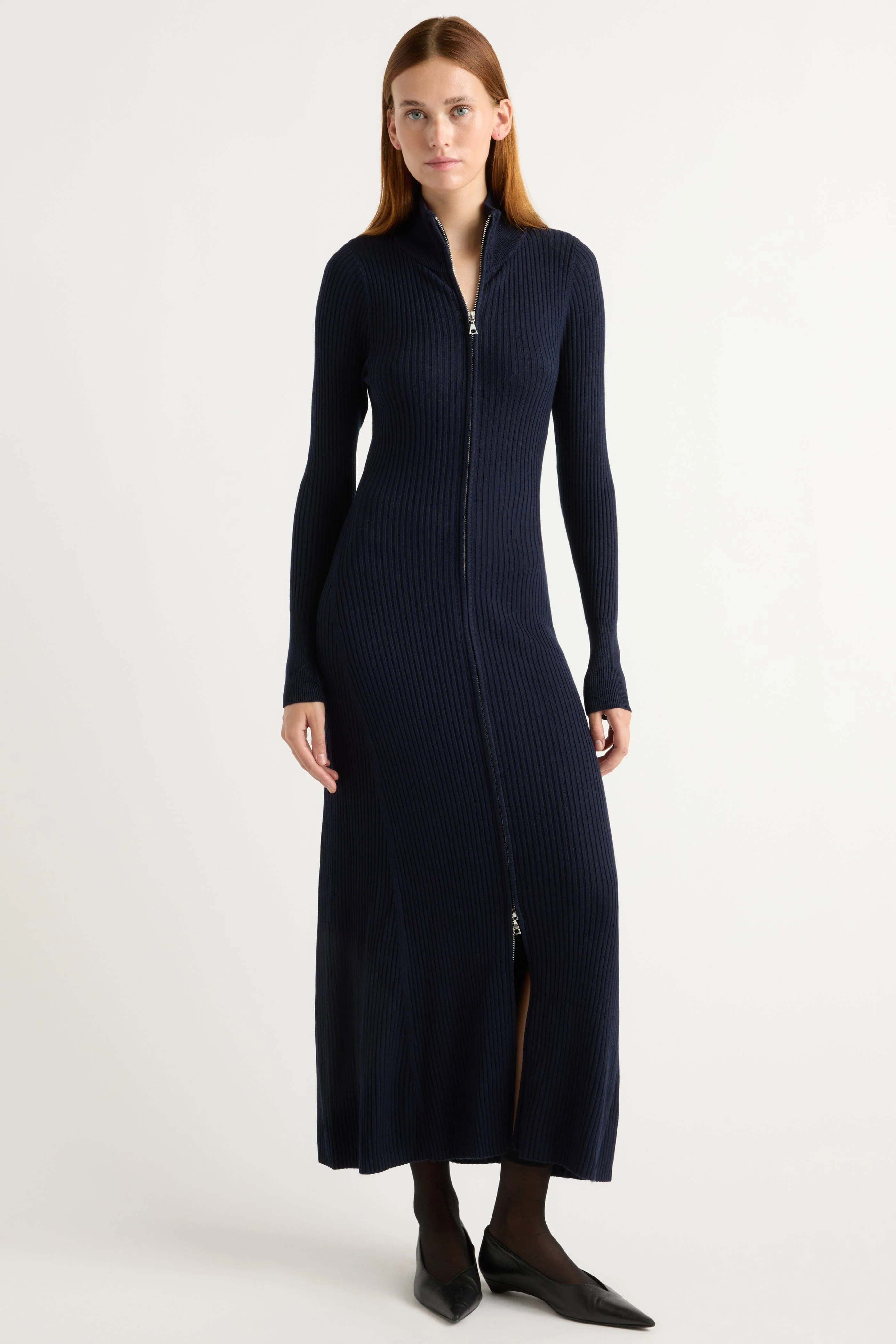 Janne Ribbed Two-Way Zip Sweater Dress - Image 2
