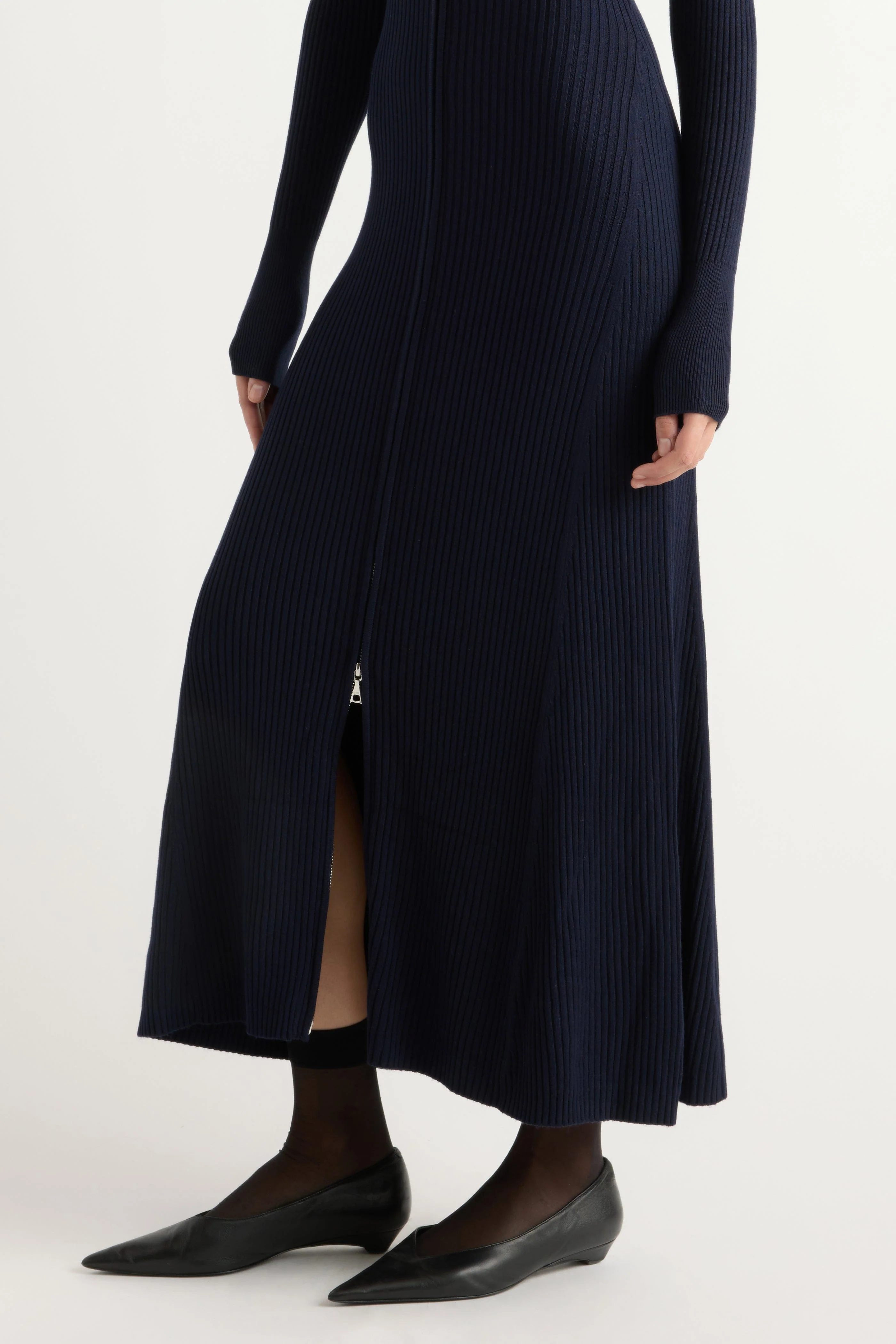 Janne Ribbed Two-Way Zip Sweater Dress - Image 5
