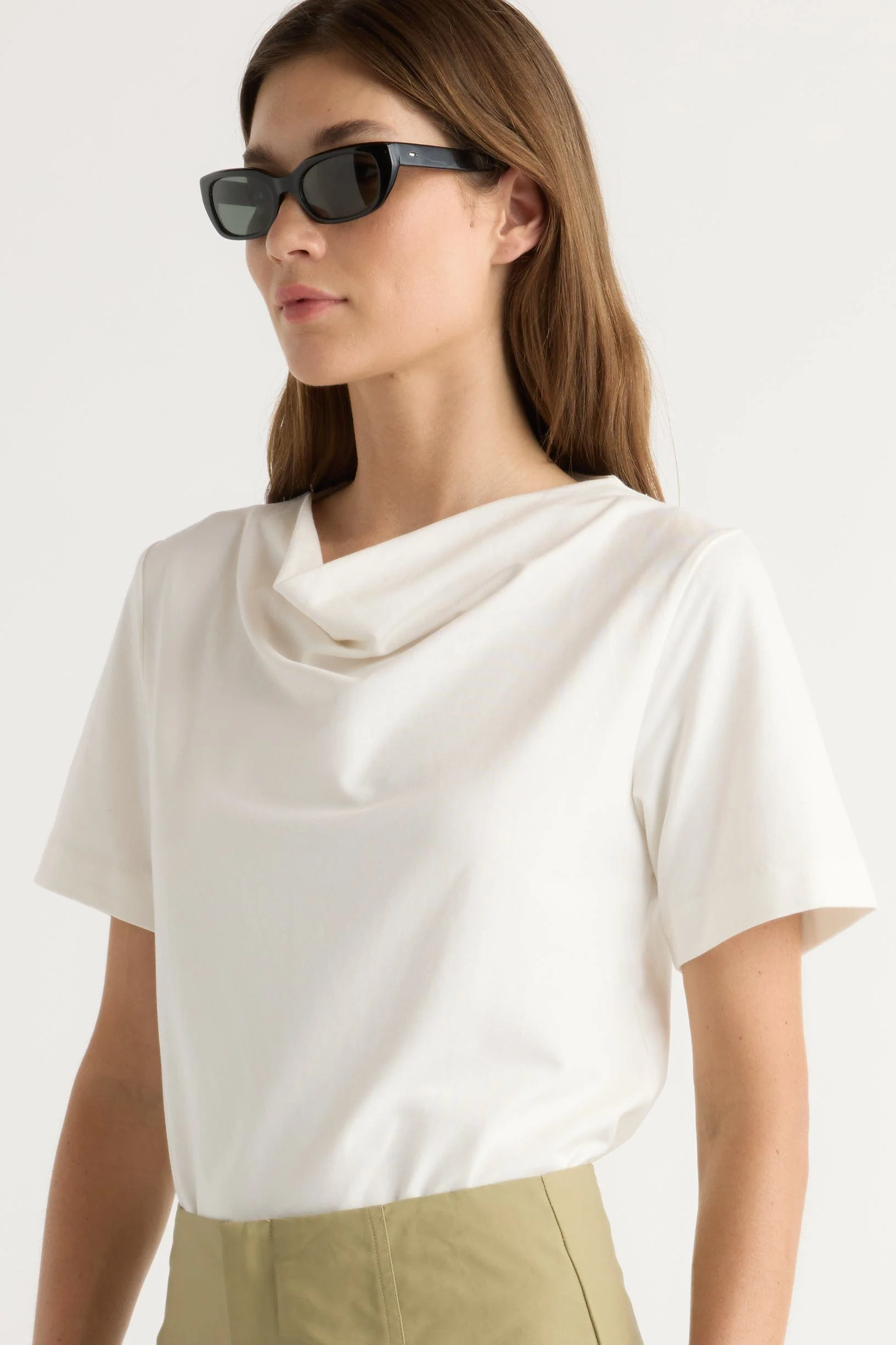 Kendra Organic Cotton Cowl-Neck Tee - Image 7