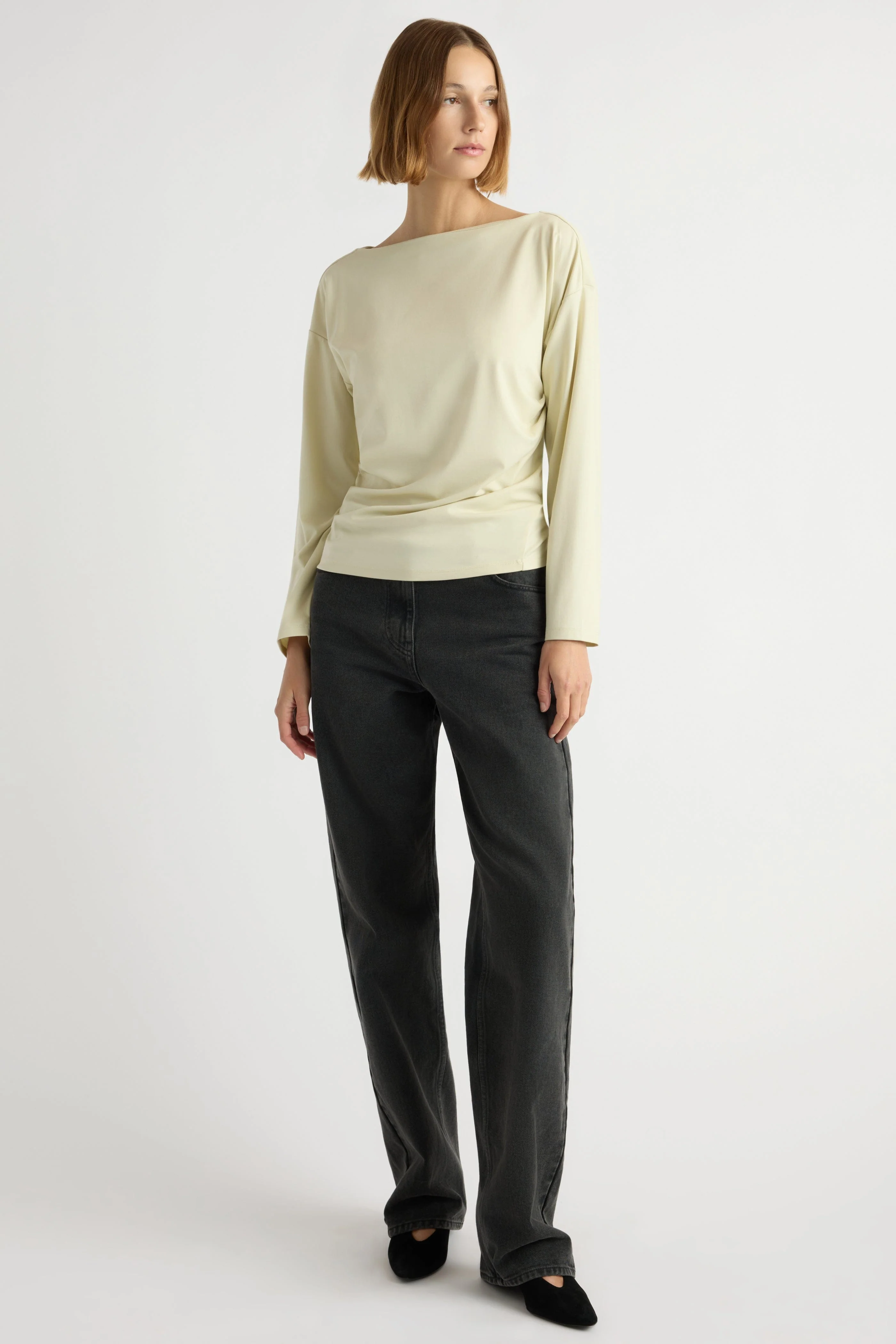 Letha Twisted-Hem Slit-Neck Tee - Image 3