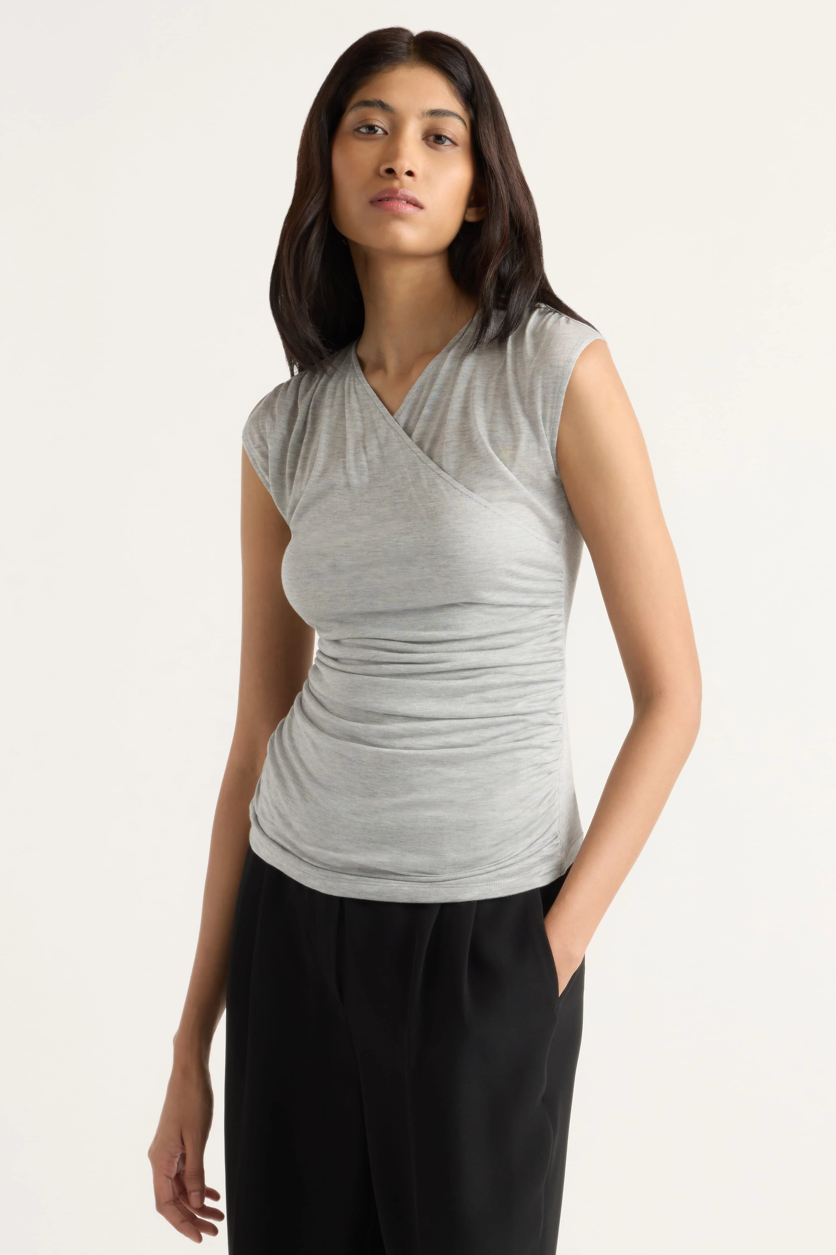 Lila Tencel Wrap-Neck Tee - Image 2