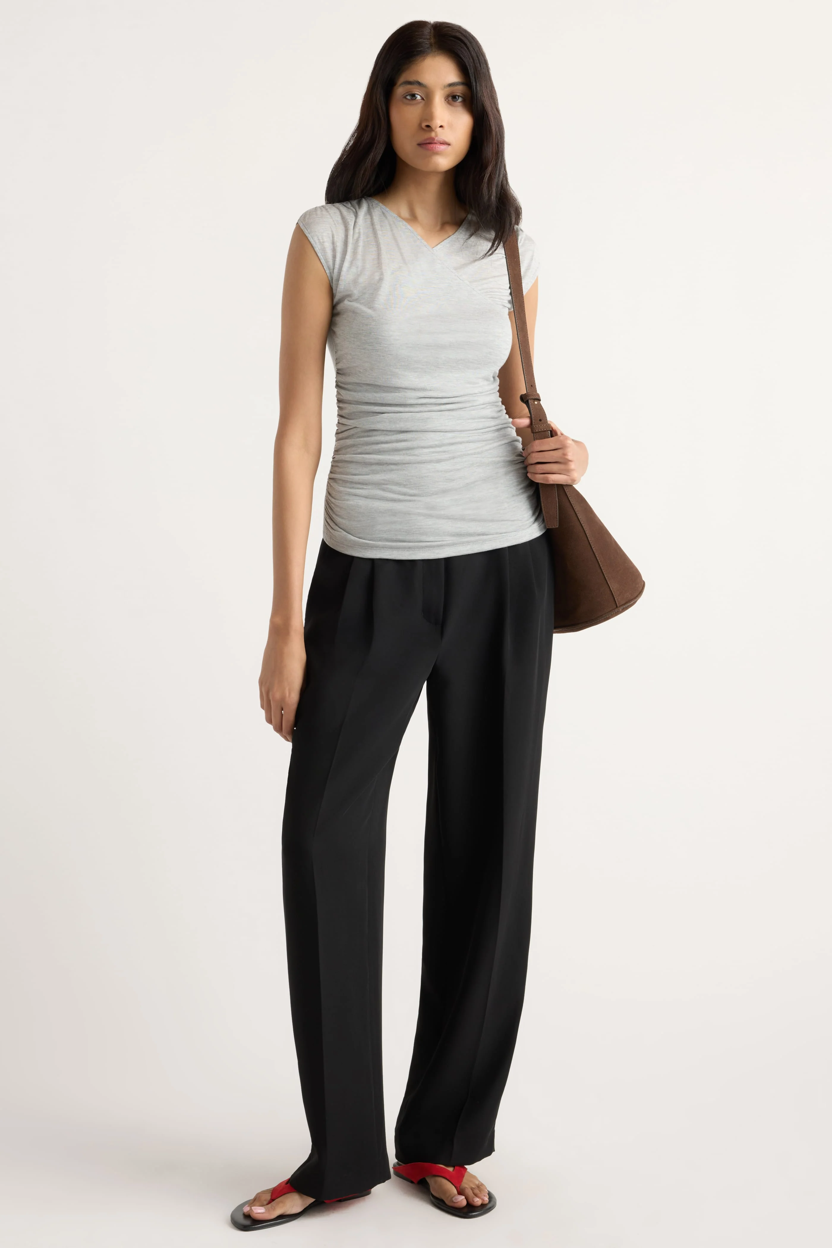 Lila Tencel Wrap-Neck Tee - Image 3