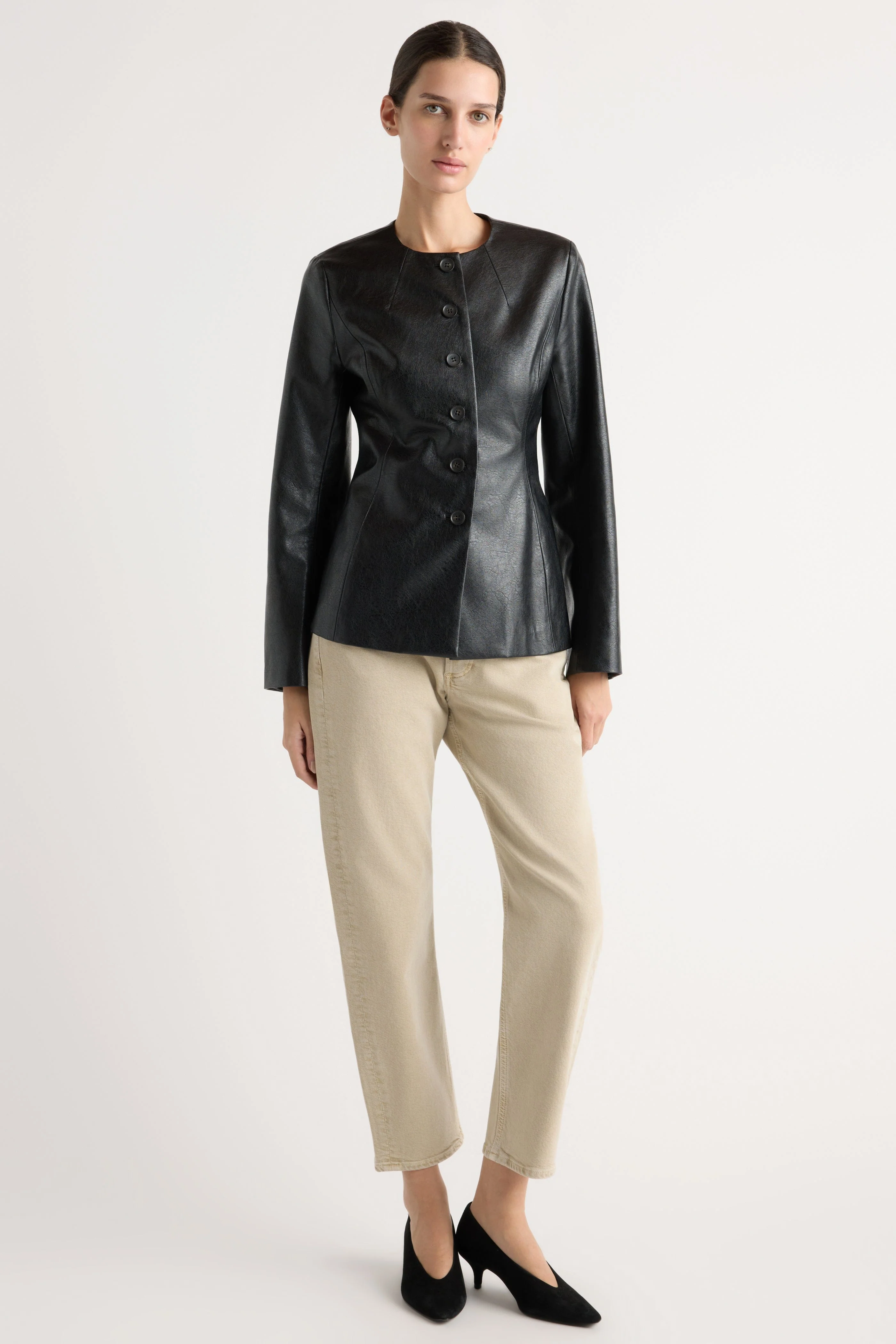 Maddox Sculpted Vegan Leather Blazer - Image 2